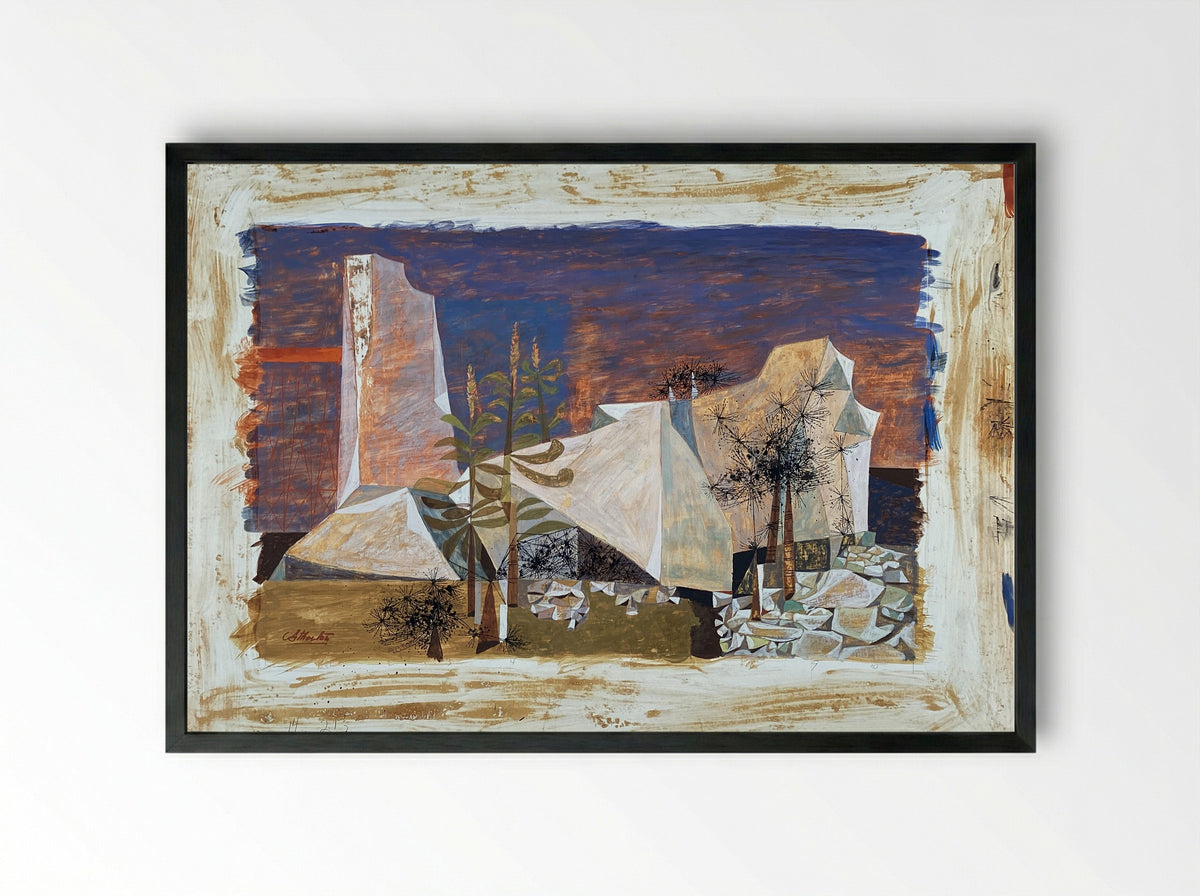 Rocks and Weeds - John Atherton - Framed Print Black