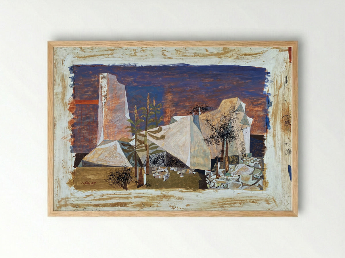 Rocks and Weeds - John Atherton - Framed Print Wood