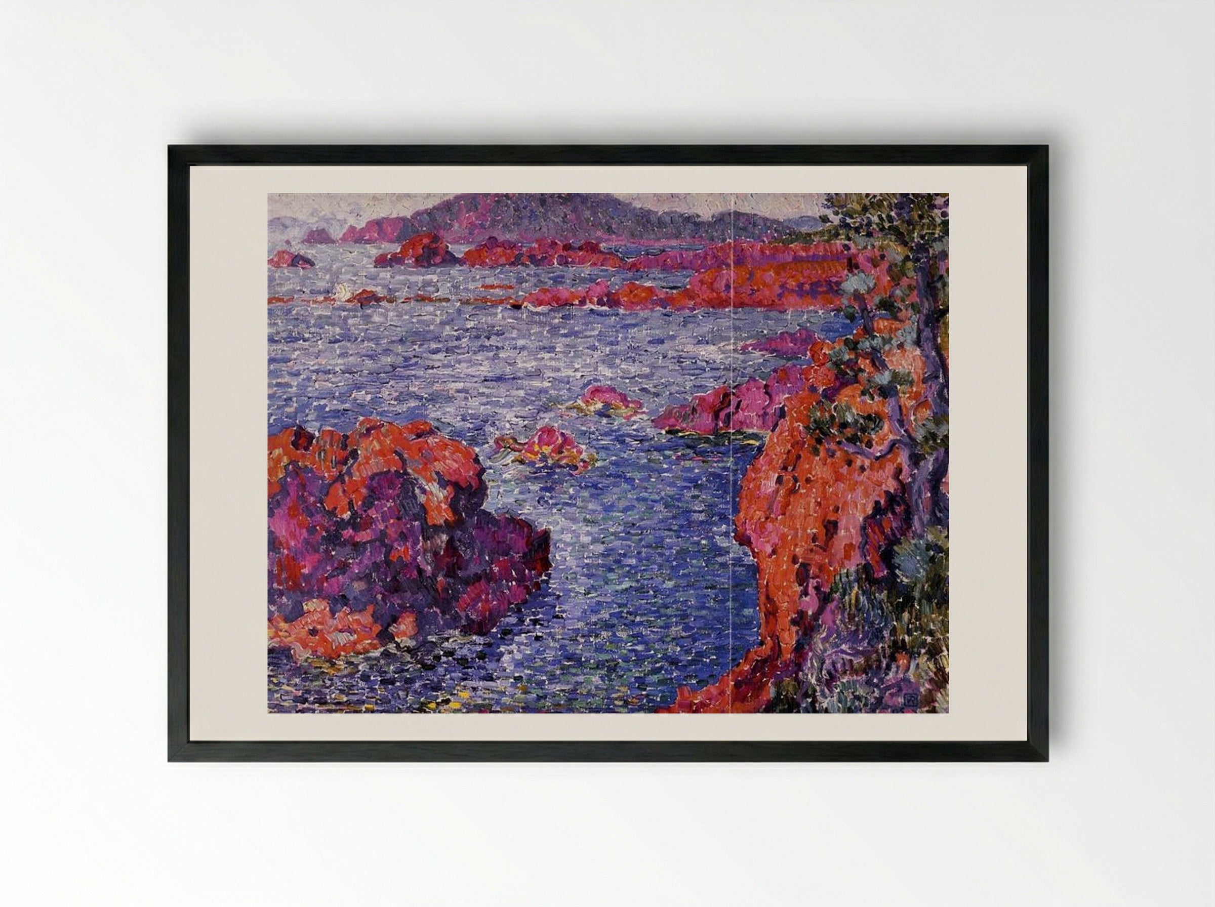 Rocks at Anthéor - Théo van Rysselberghe - Framed Print Black