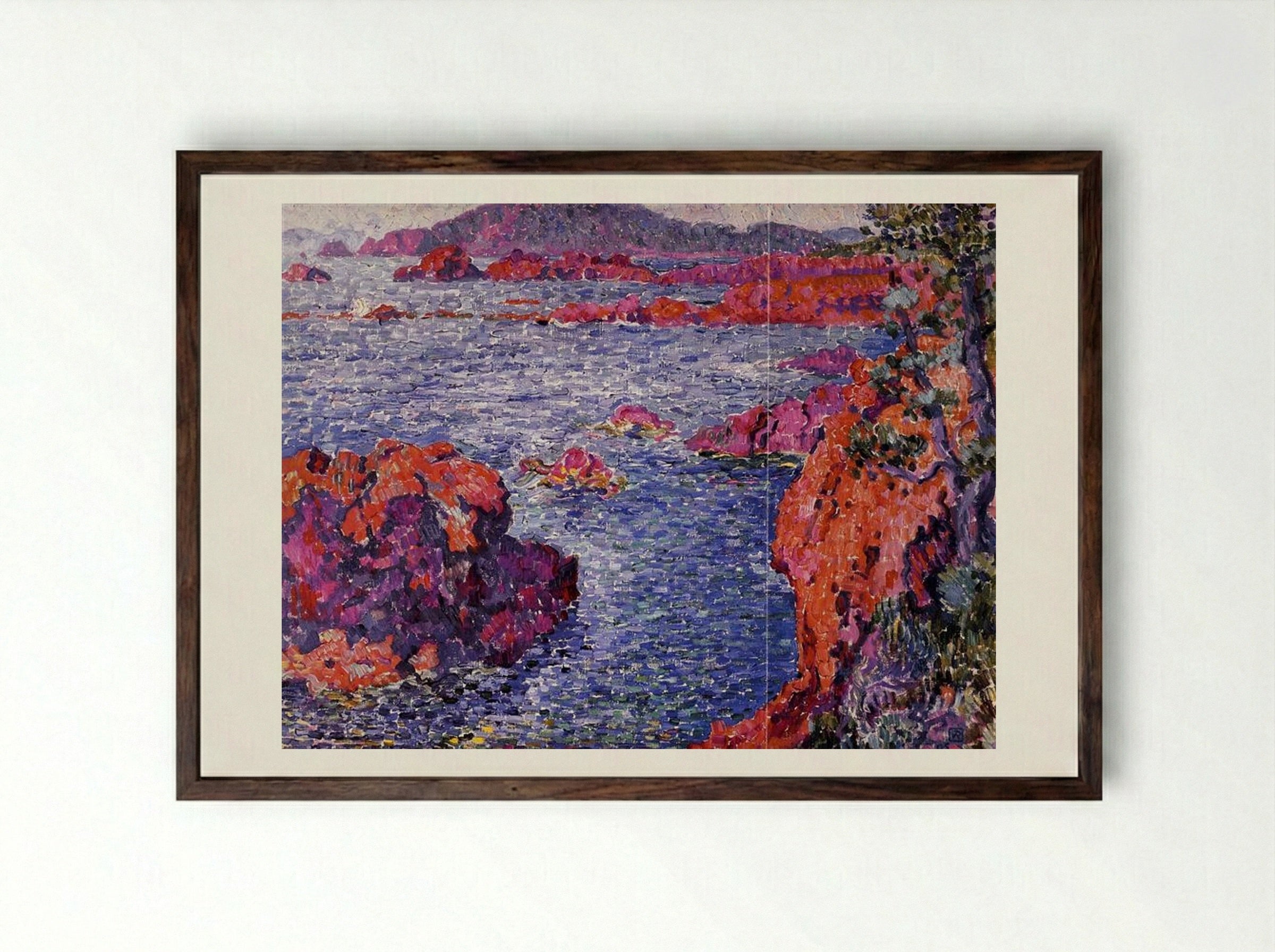 Rocks at Anthéor - Théo van Rysselberghe - Framed Print Dark Wood