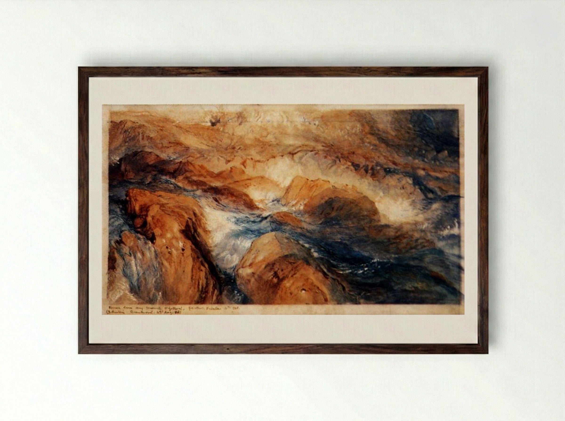 Rocks in Unrest - John Ruskin - Framed Print Dark Wood