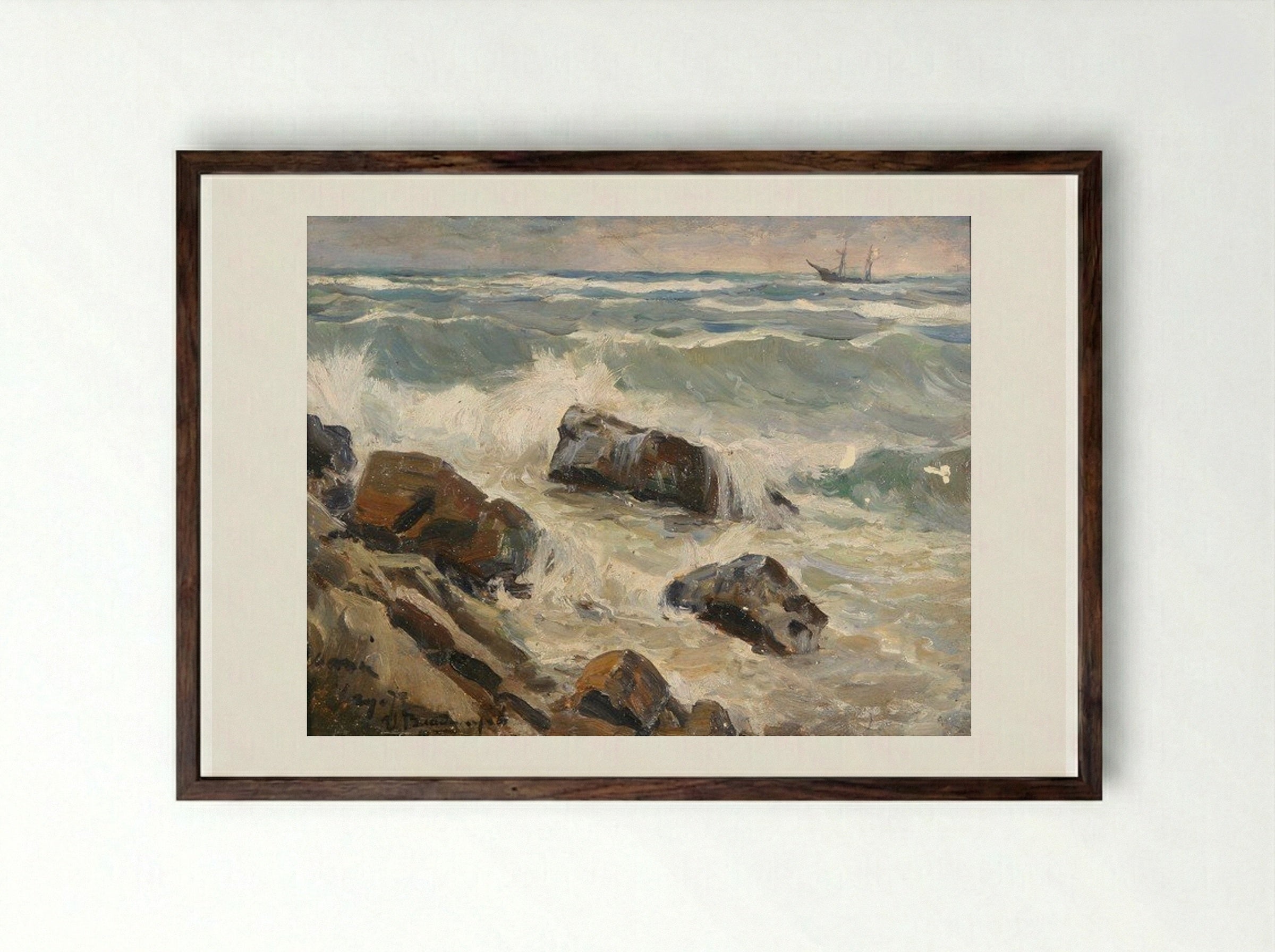 Rocks of the Gulf of Finland - Ivan Vladimirov - Framed Print Dark Wood