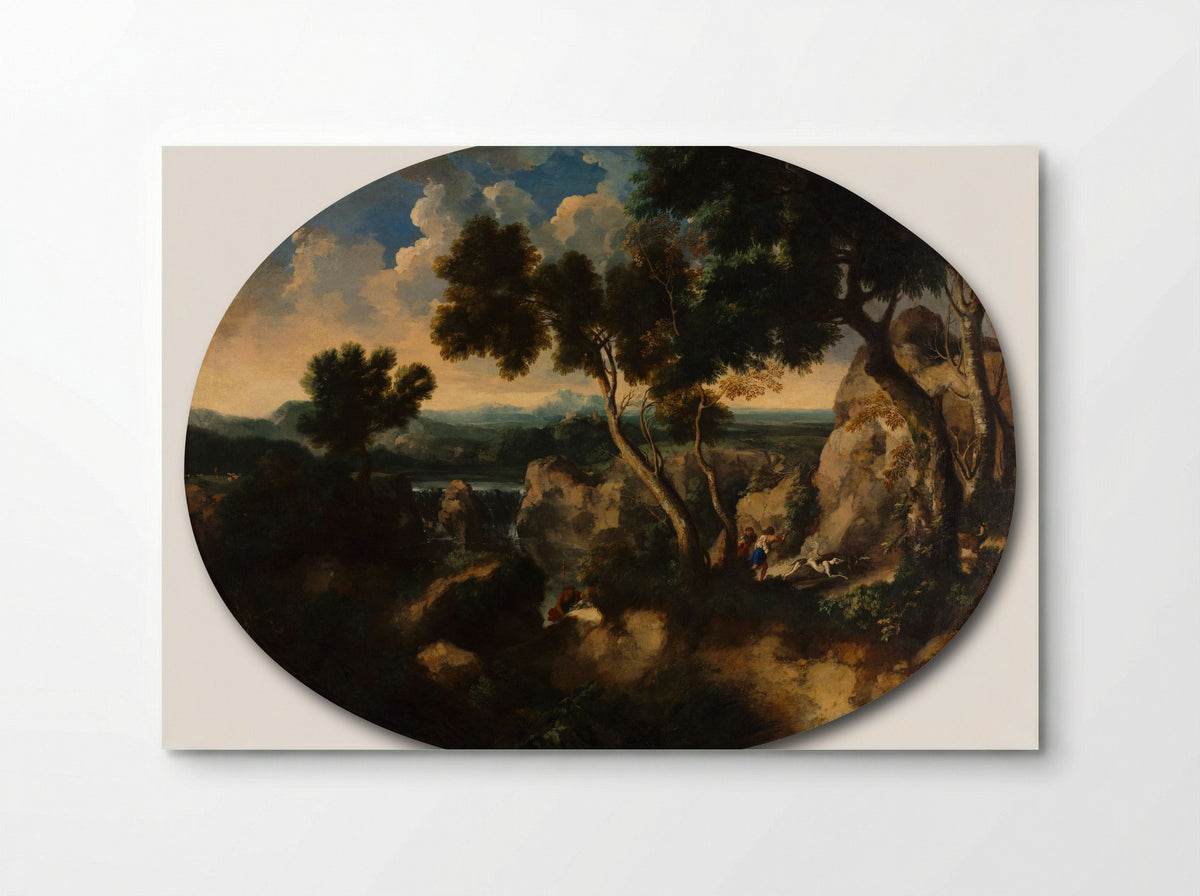 Rocky Landscape with Hunters - Gaspard Dughet - Poster
