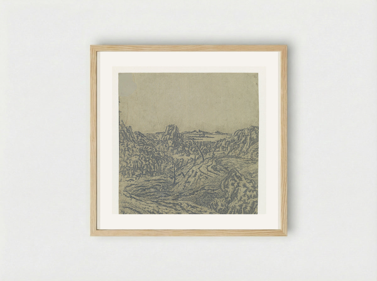 Rocky Landscape with a Chasm, Second Version - Hercules Segers - Framed Print Wood