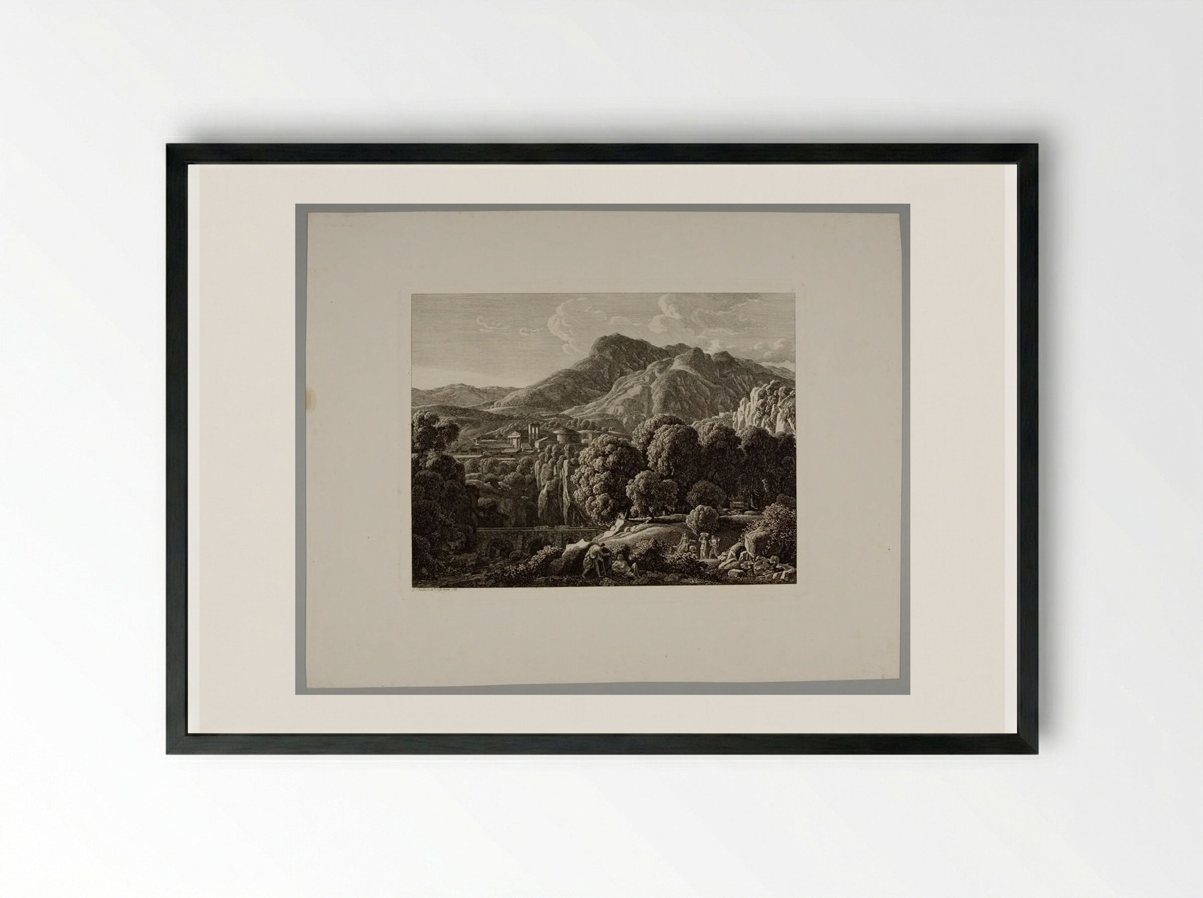 Rocky Landscape - Johann Christian Reinhart - Framed Print Black