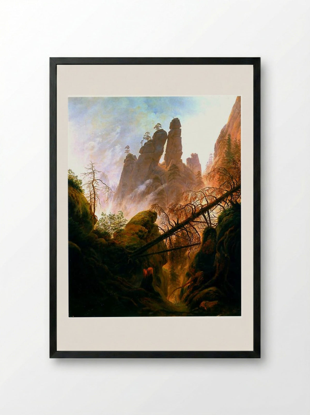 Rocky Ravine - Caspar David Friedrich - Framed Print Black