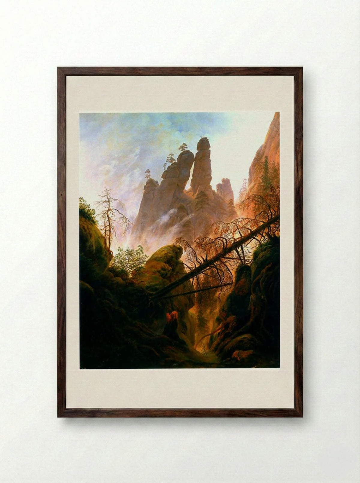 Rocky Ravine - Caspar David Friedrich - Framed Print Dark Wood