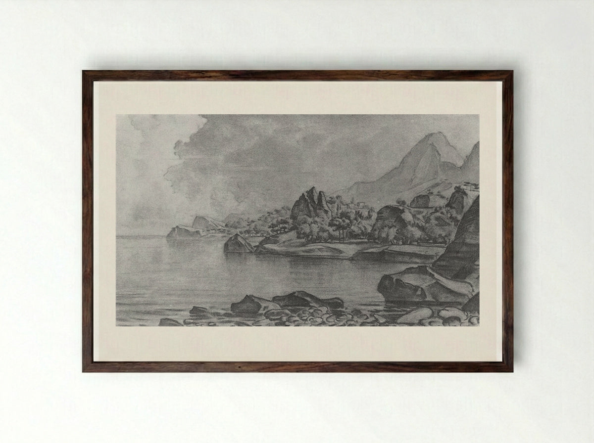Rocky Seashore - Konstantin Bogaevsky - Framed Print Dark Wood