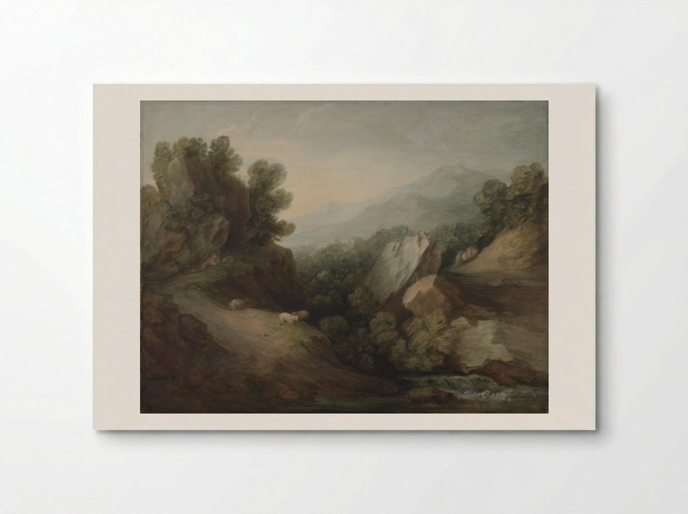 Rocky, Wooded Landscape with a Dell and Weir - Thomas Gainsborough - Poster