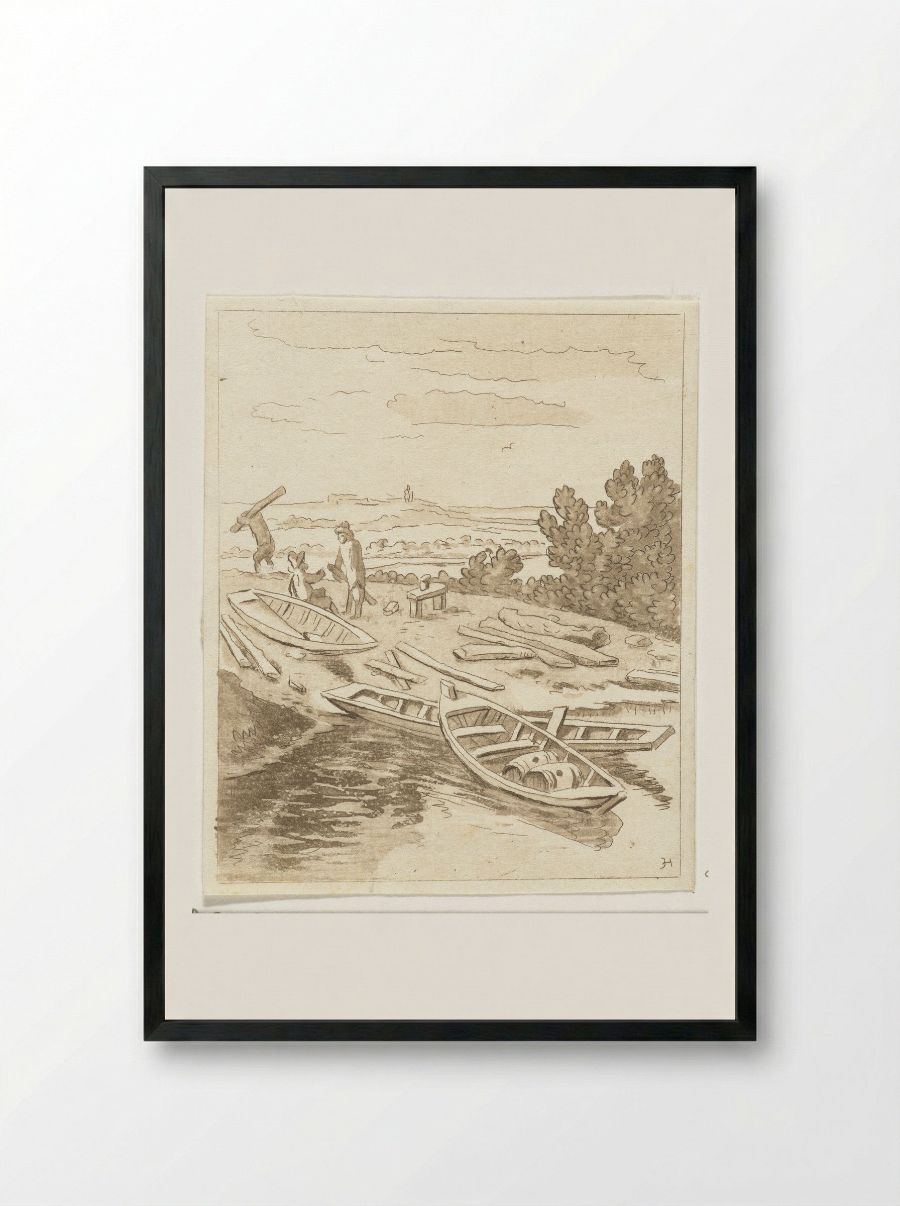 Roeiboten (Rowing Boats) - Anthonie van den Bos - Framed Print Black