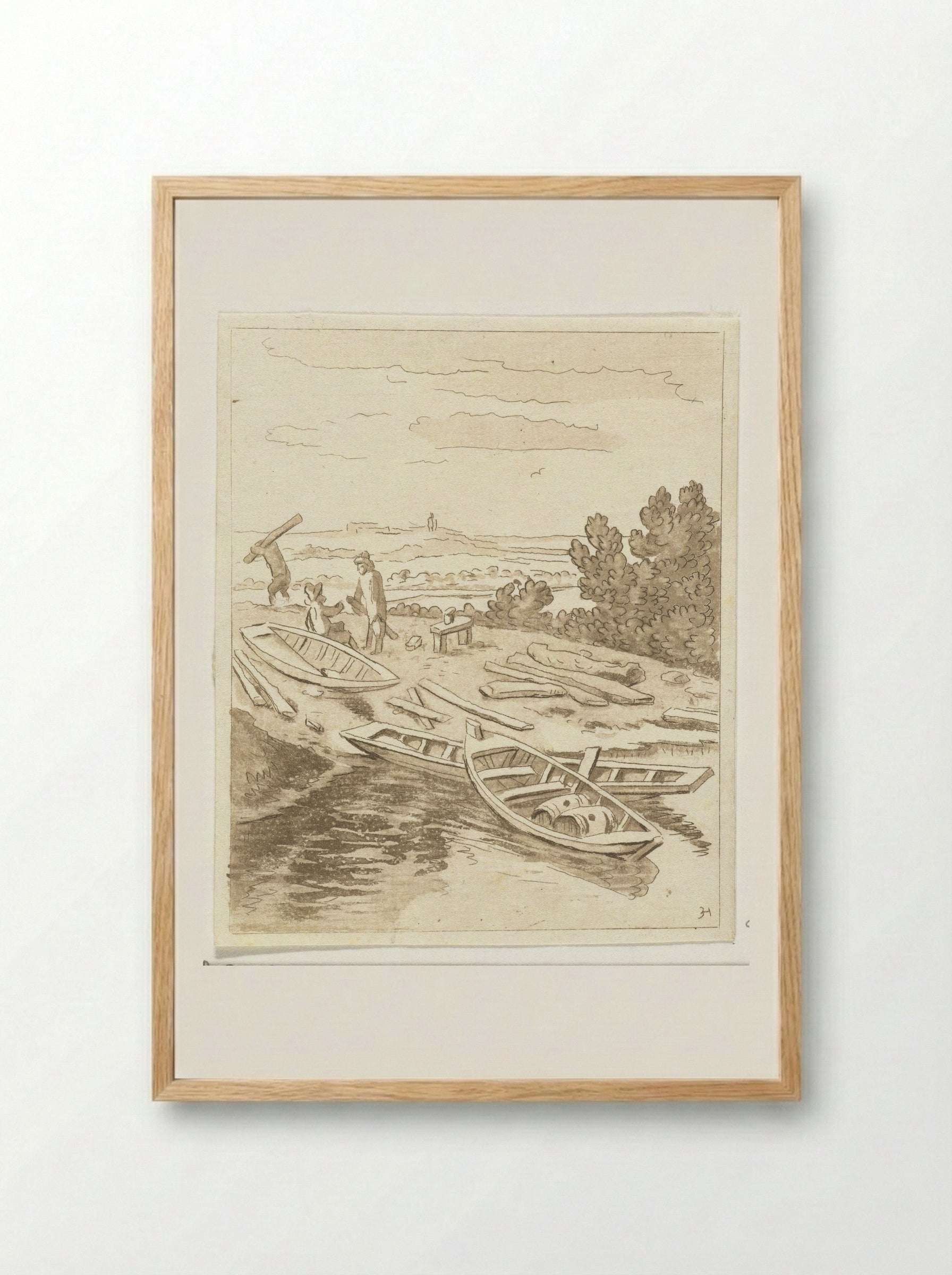 Roeiboten (Rowing Boats) - Anthonie van den Bos - Framed Print Wood
