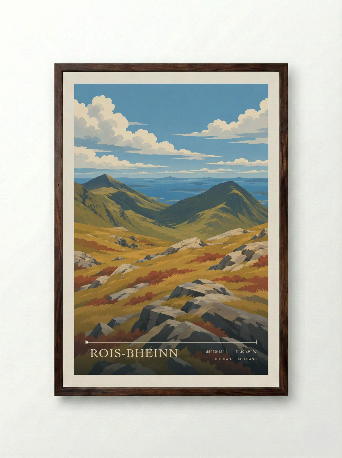 Rois-Bheinn, Highland | Travel Poster - Framed Print Dark Wood