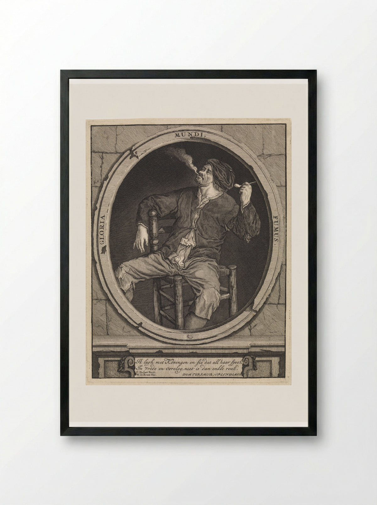 Rokende boer met pijp - Matthijs Pool - Framed Print Black