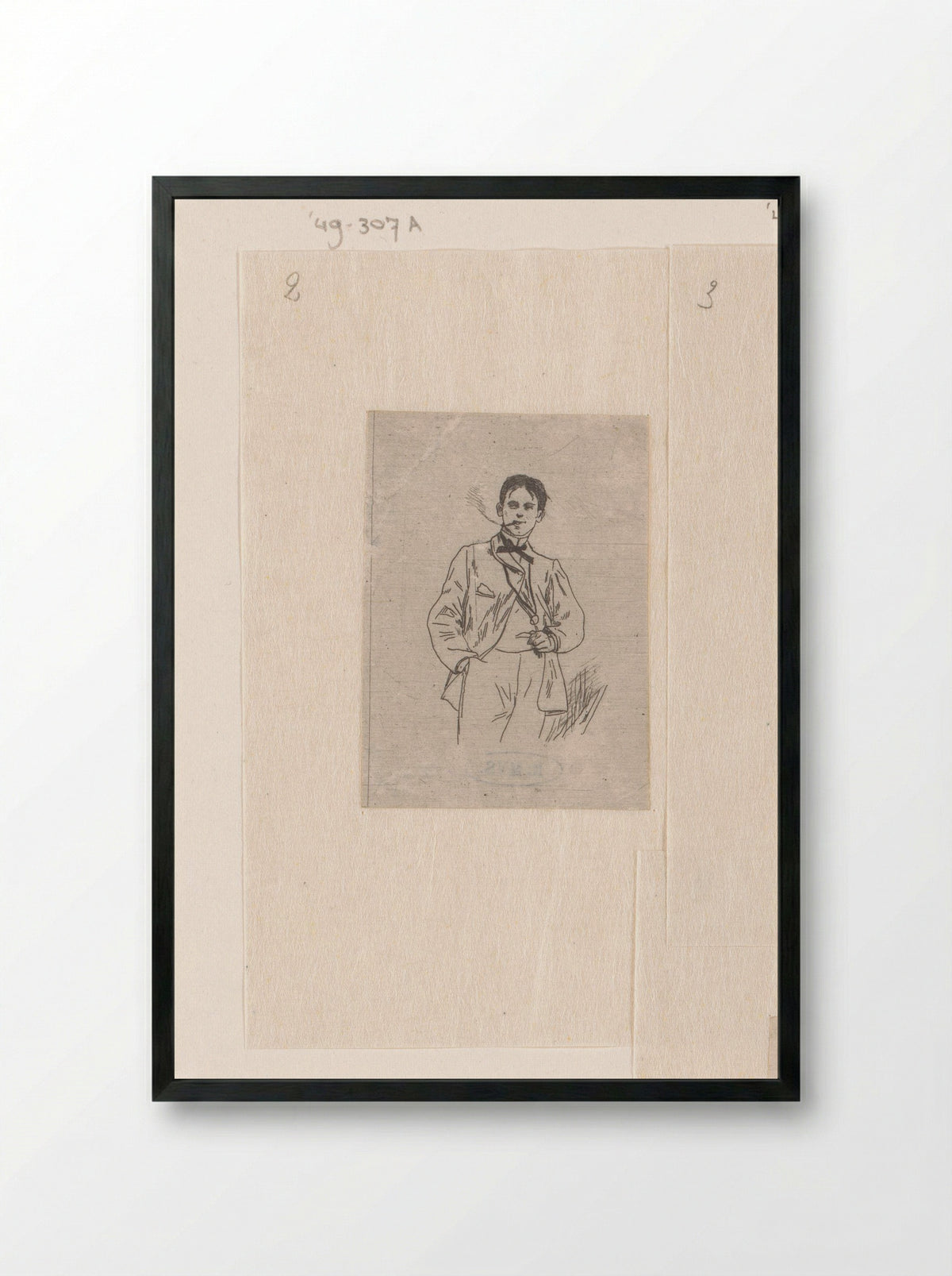 Rokende jongeman - Félicien Rops - Framed Print Black