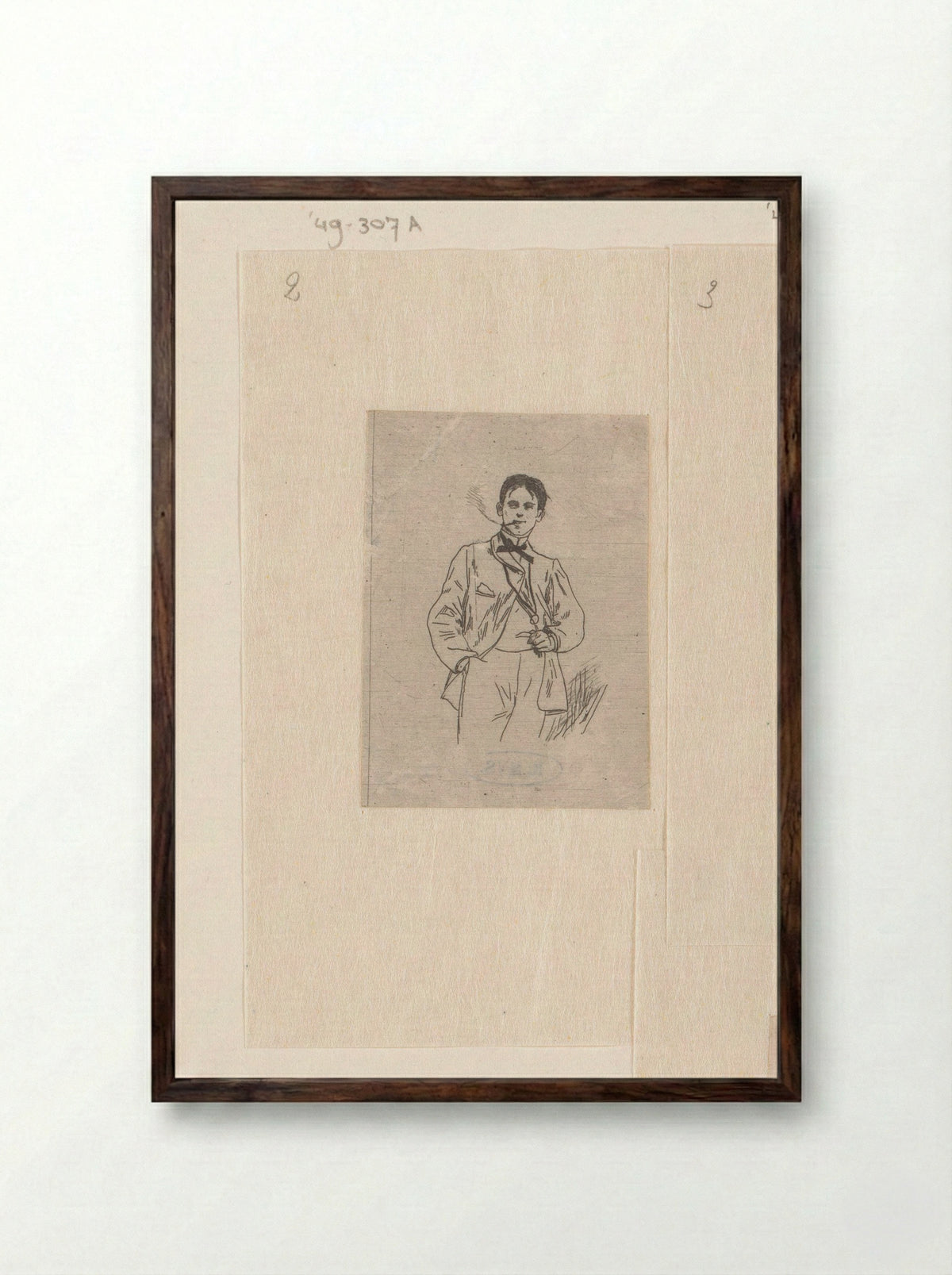 Rokende jongeman - Félicien Rops - Framed Print Dark Wood