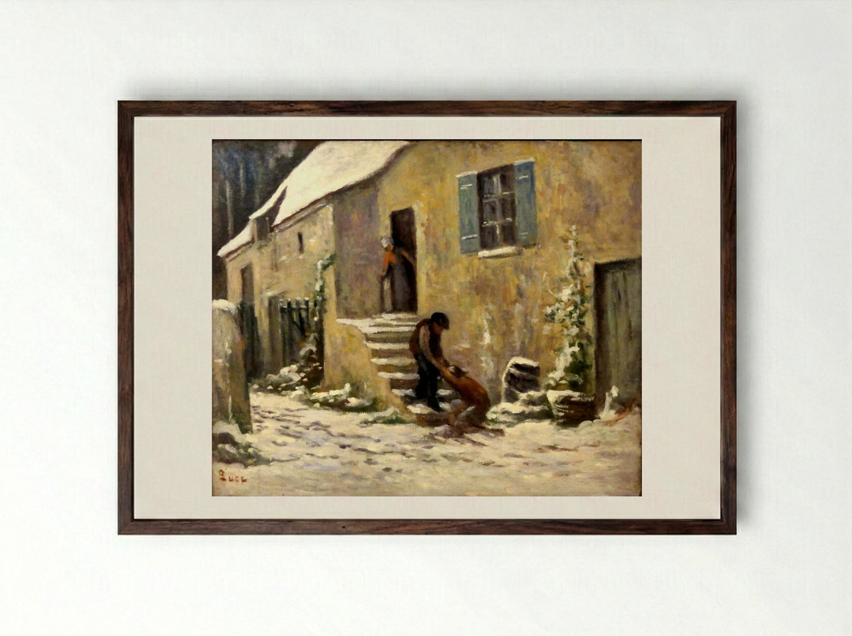 Rolleboise, Le Retour De L'enfant Prodigue - Maximilien Luce - Framed Print Dark Wood