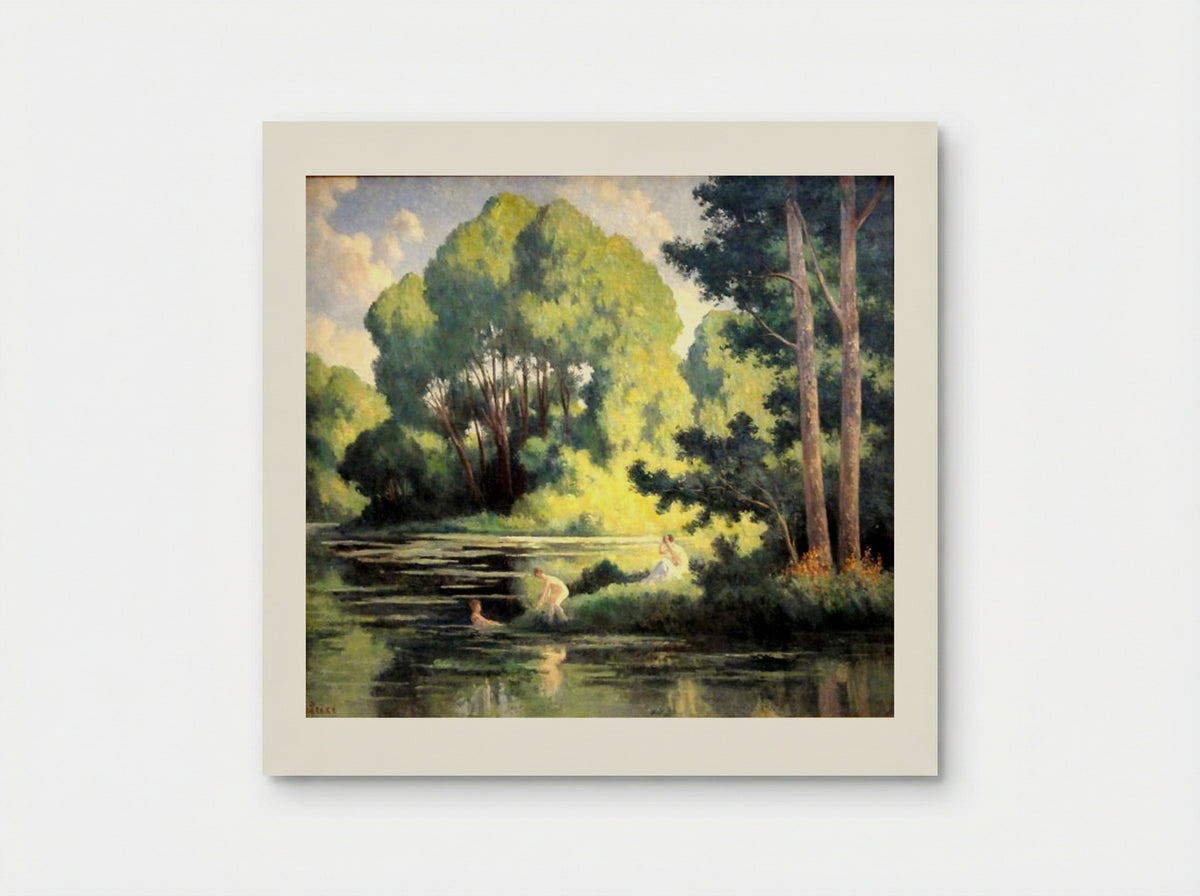 Rolleboise, Swimming In The Little Arm - Maximilien Luce - Poster