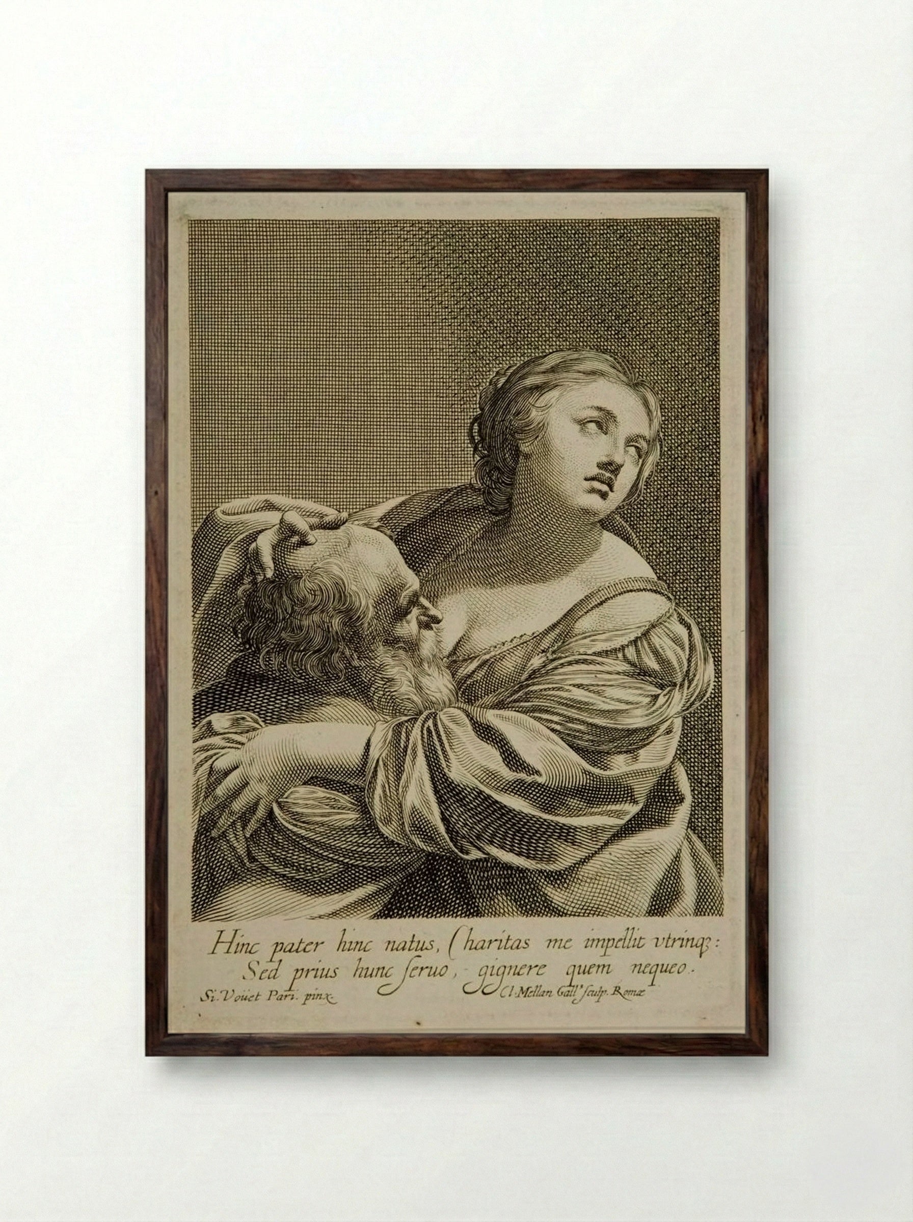 Roman Charity - Claude Mellan - Framed Print Dark Wood