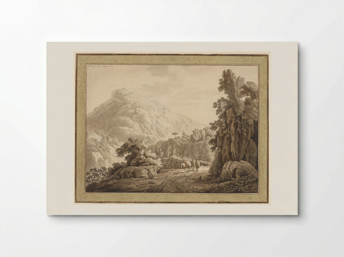 Roman Landscape with Mountain Road and Two Men with a Mule - Jacob Philipp Hackert - Poster