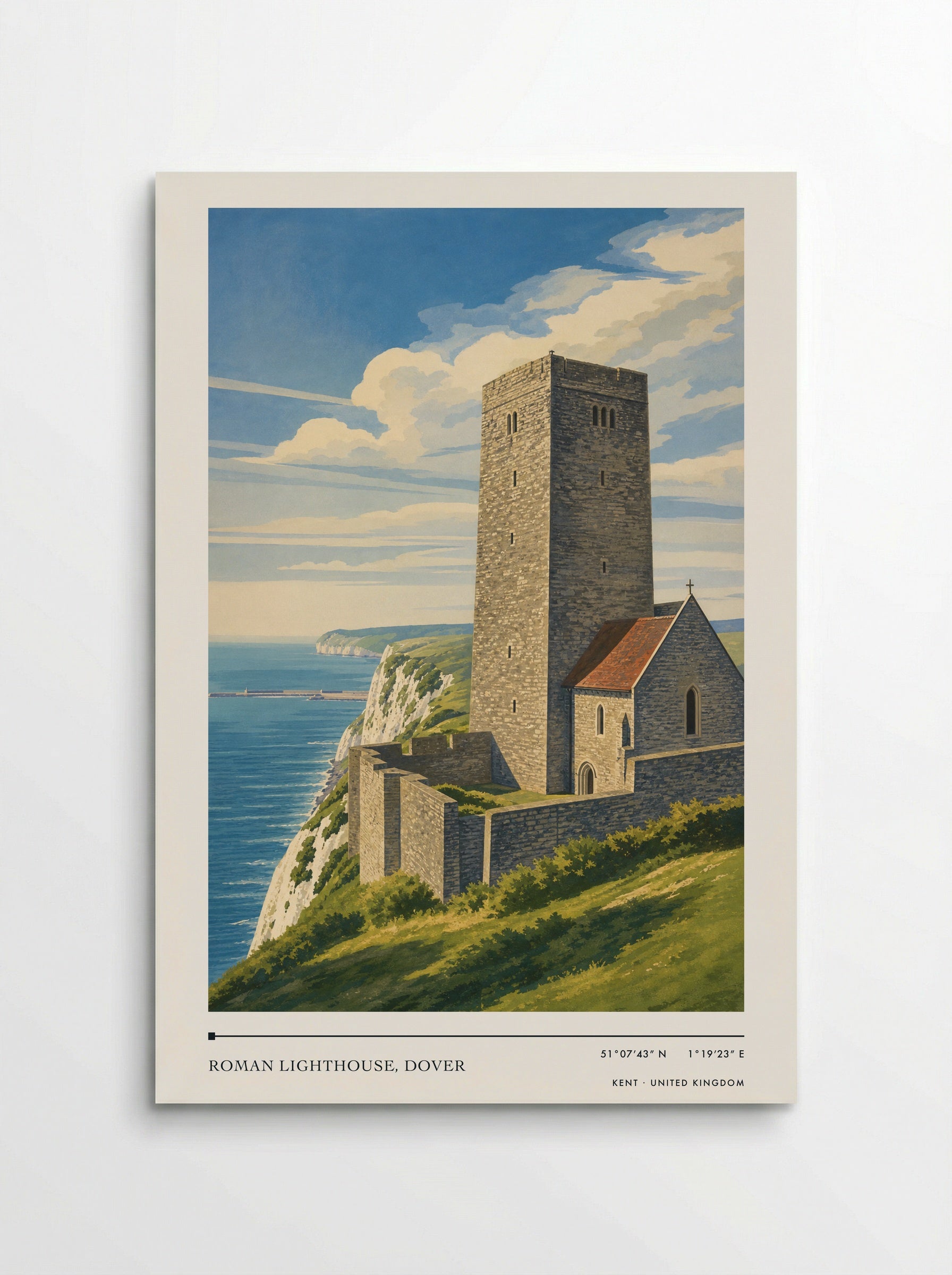 Roman Lighthouse, Dover Kent United Kingdom Travel Poster - Poster