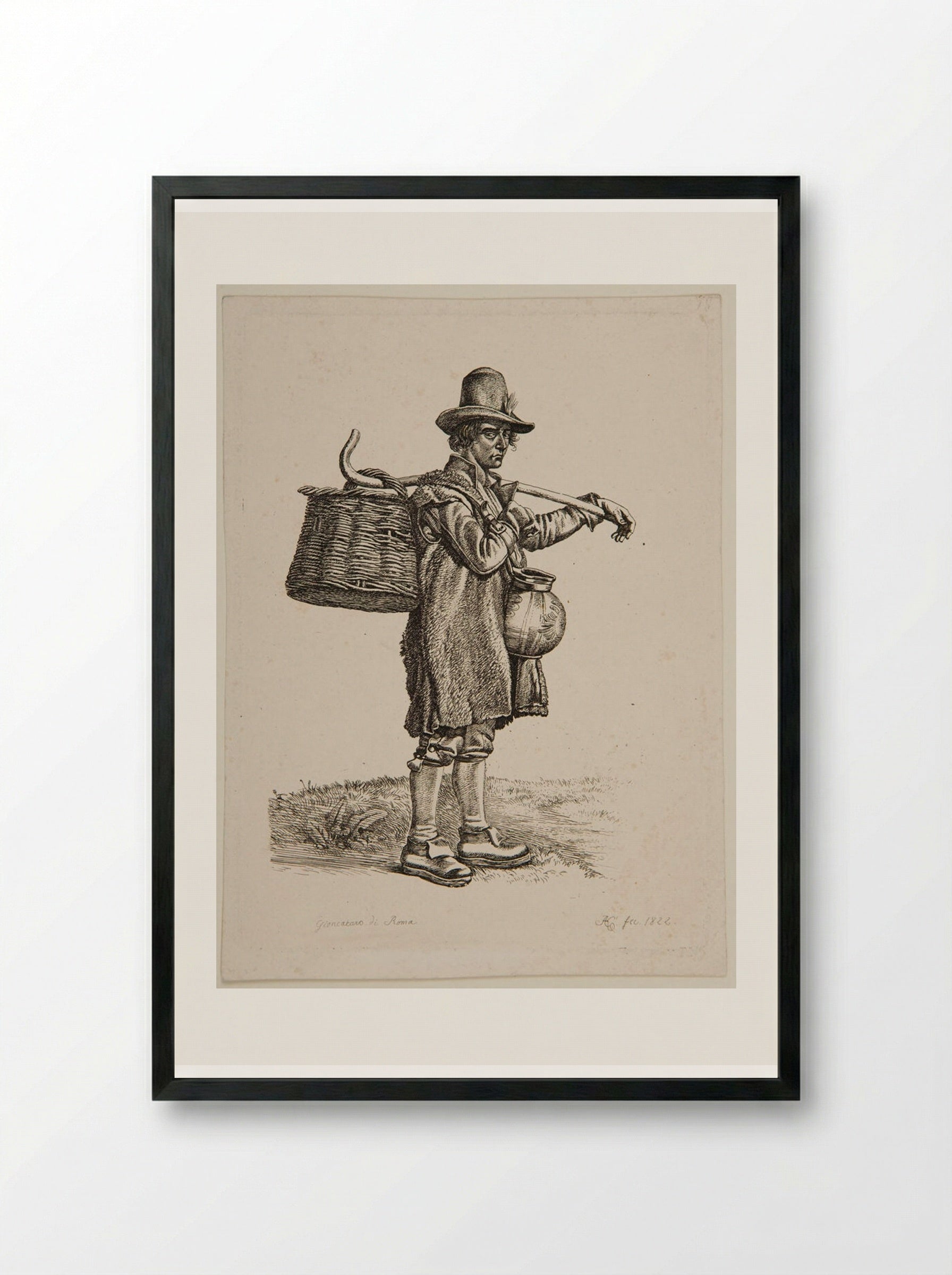 Roman Peasant - Johann Adam Klein - Framed Print Black