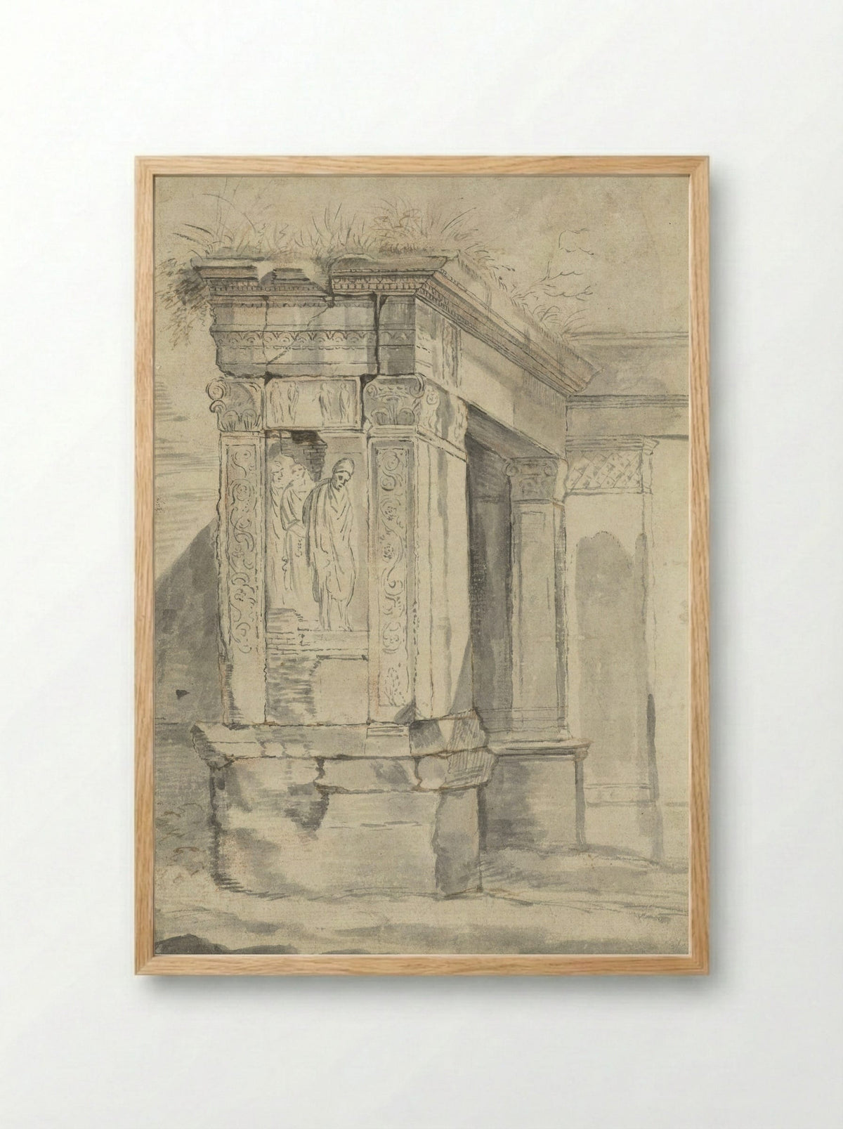 Roman Ruin (Study of Classical Architecture) - Franz de Paula Ferg - Framed Print Wood