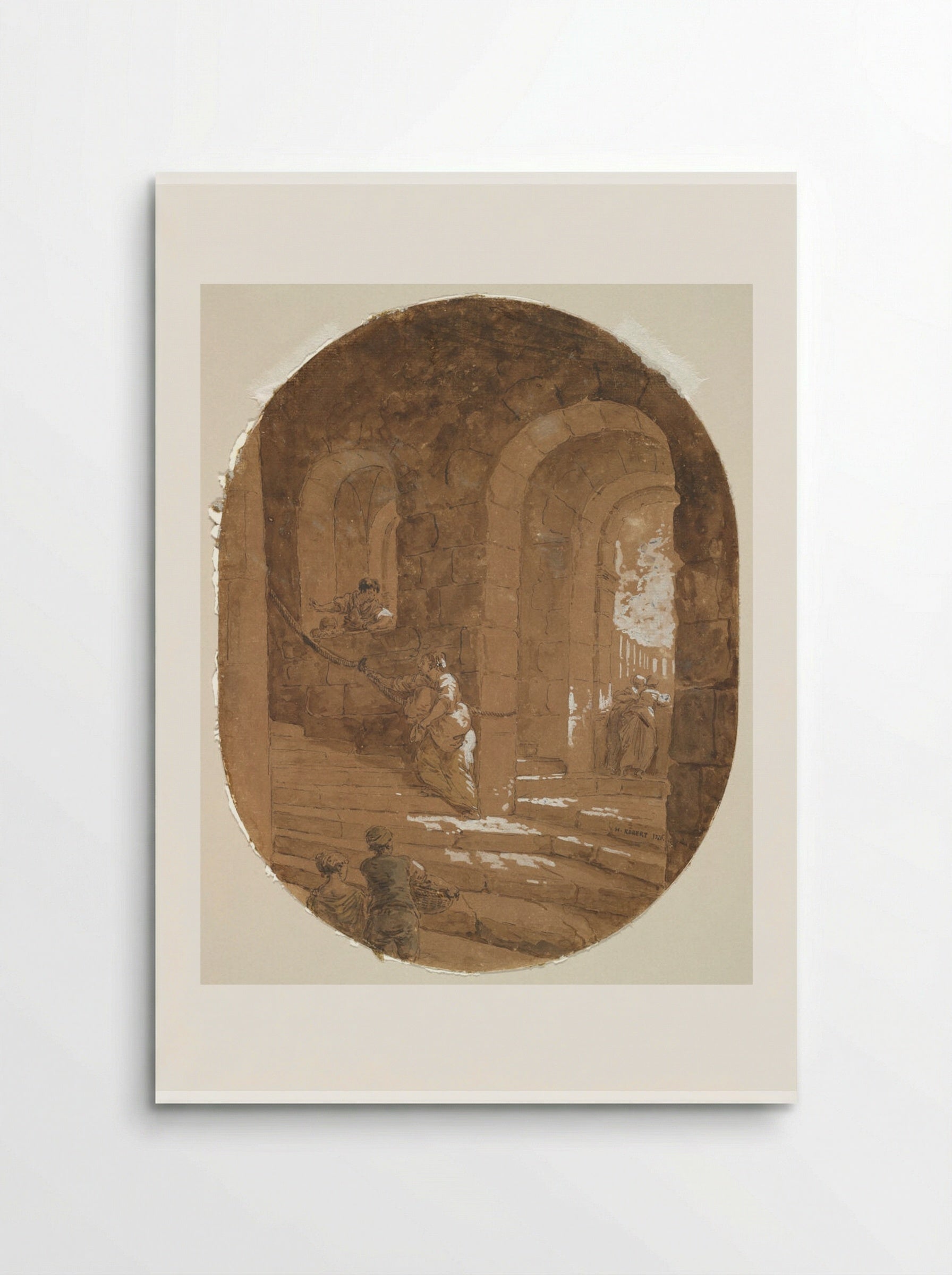 Roman Staircase with Figures - Hubert Robert - Poster