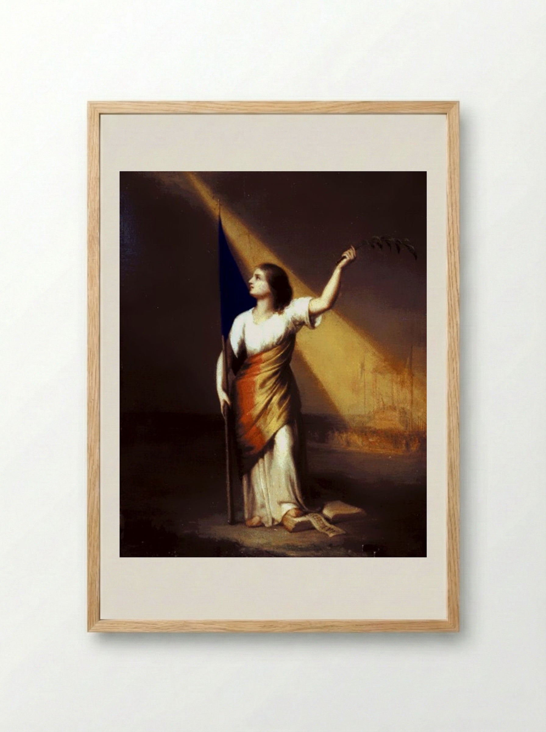 Romania Breaking off Her Chains on the Field of Liberty - Constantin Daniel Rosenthal - Framed Print Wood