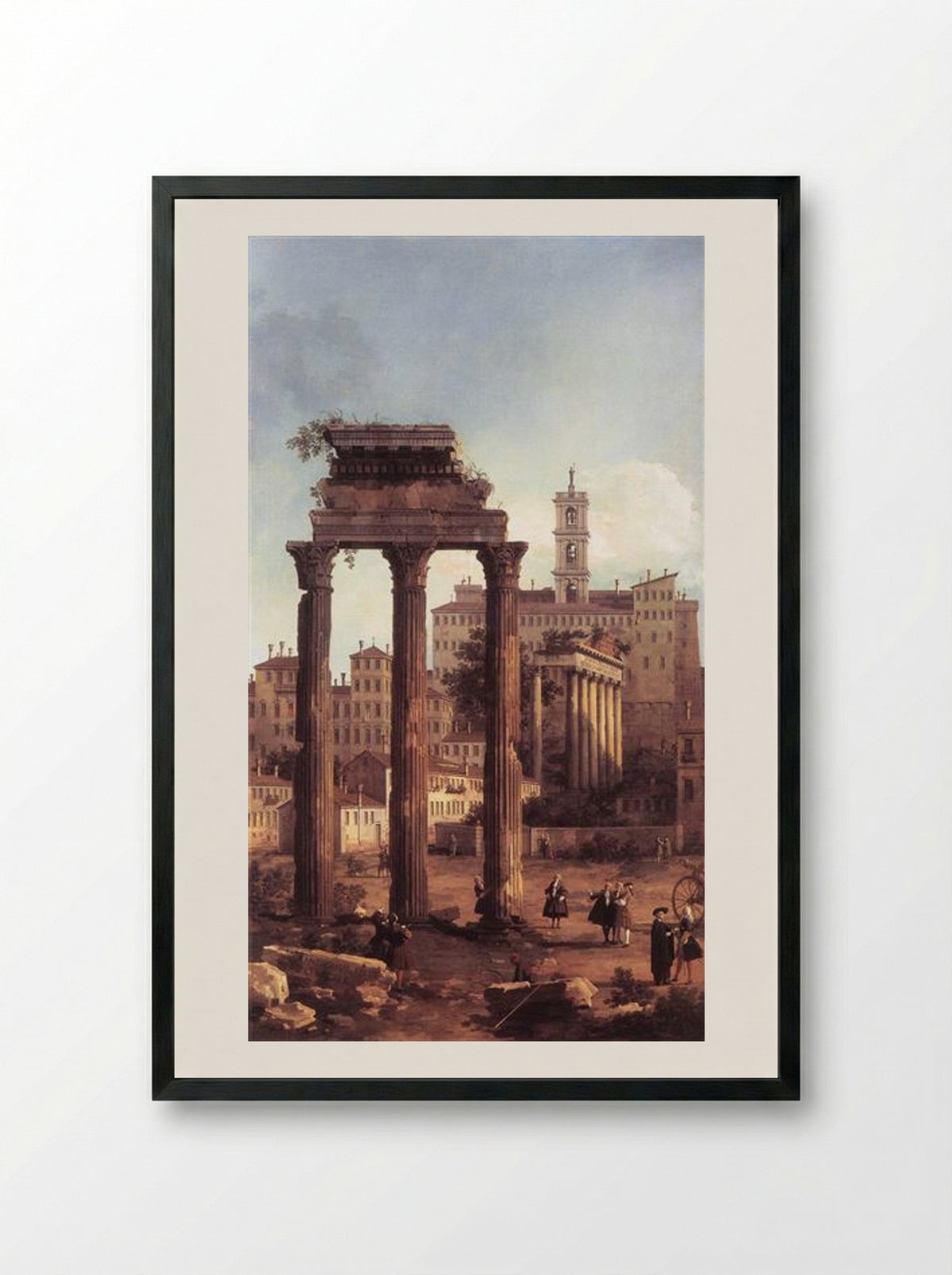 Rome: Ruins of the Forum, Looking towards the Capitol - Canaletto - Framed Print Black