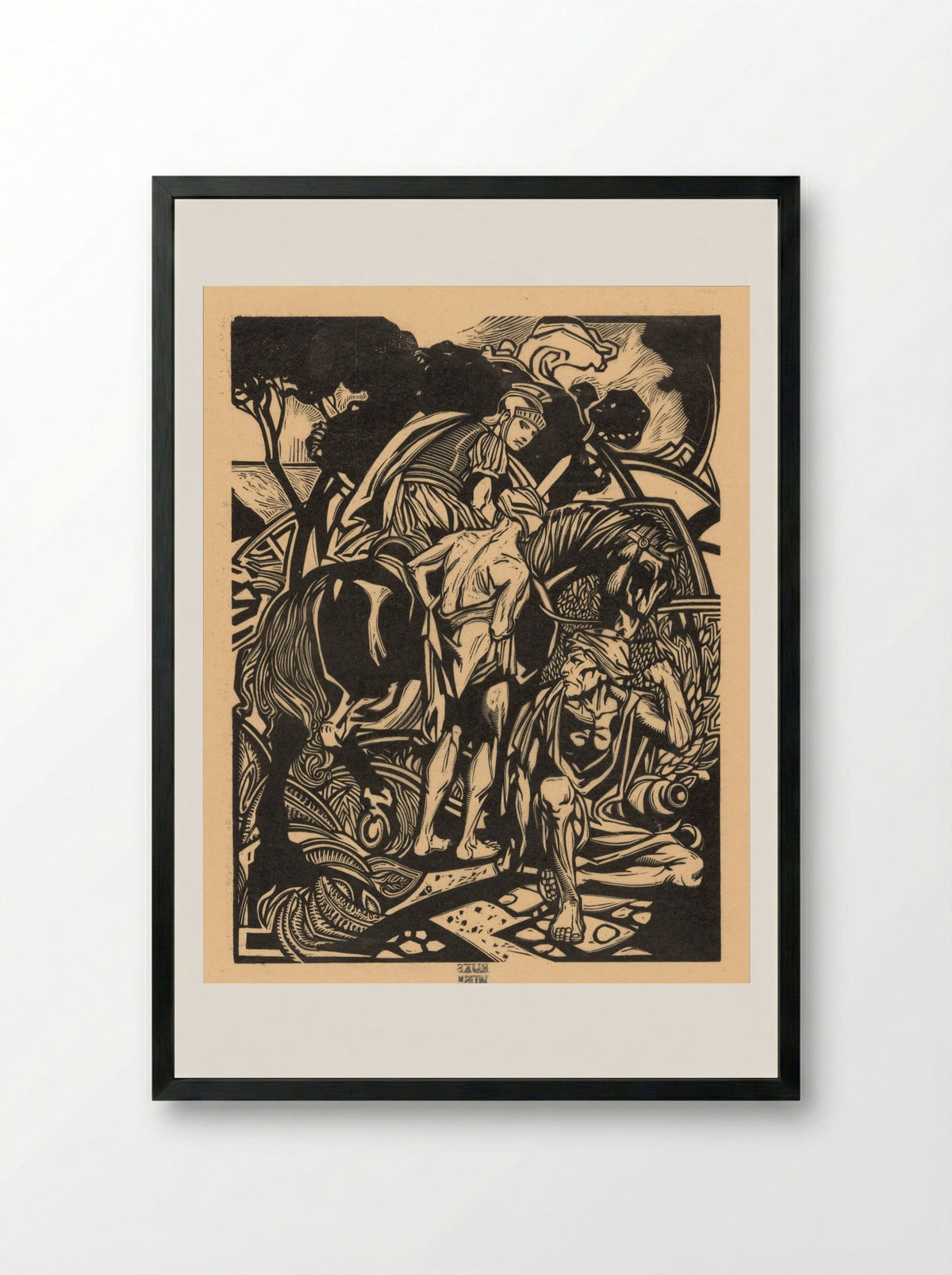 Romeinse ruiter te paard - Johannes Josephus Aarts - Framed Print Black