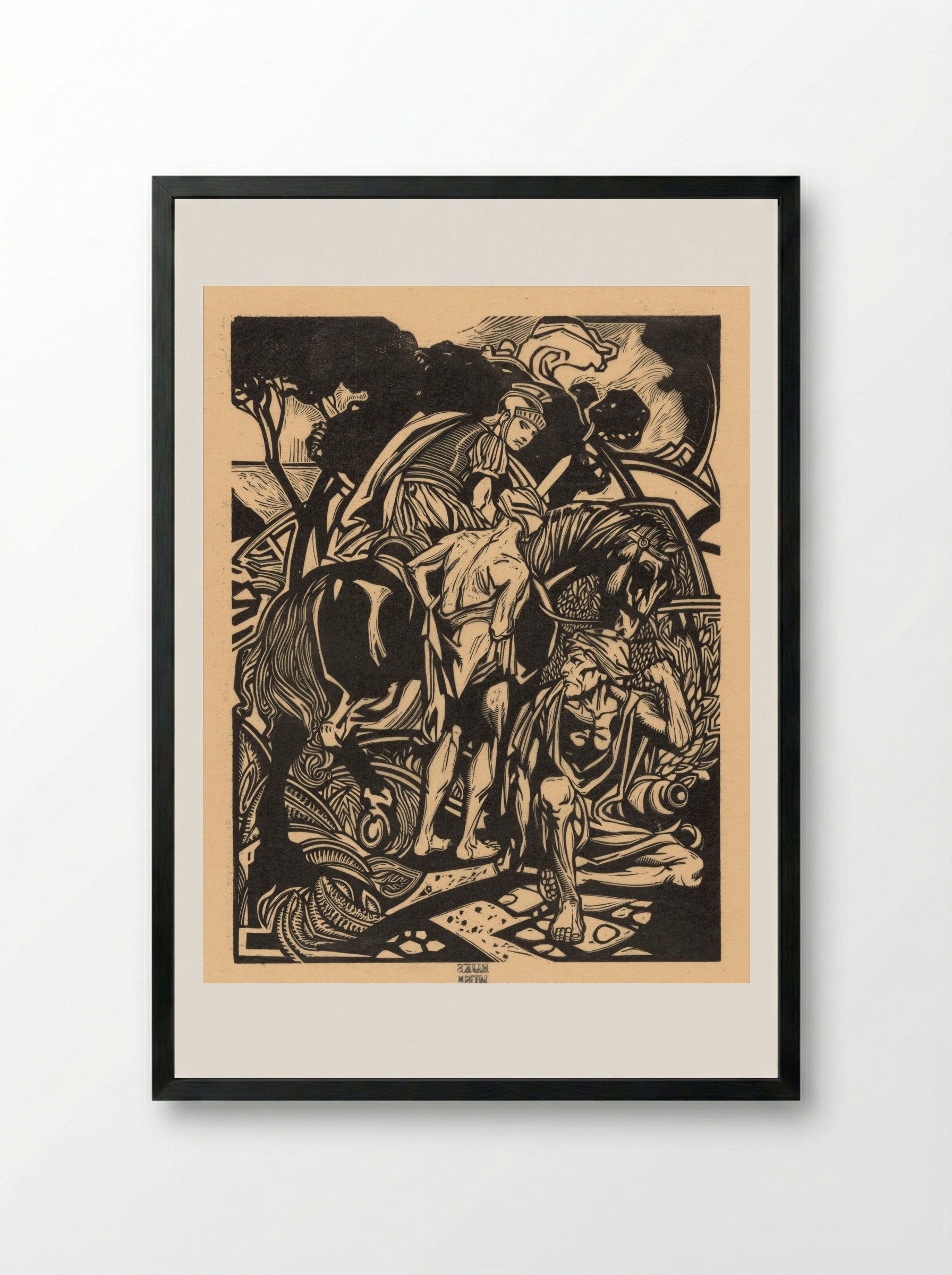 Romeinse ruiter te paard - Johannes Josephus Aarts - Framed Print Black