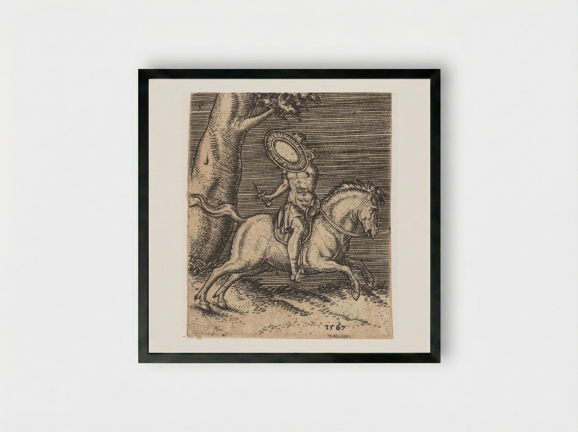 Romeinse ruiter te paard - Abraham de Bruyn - Framed Print Black