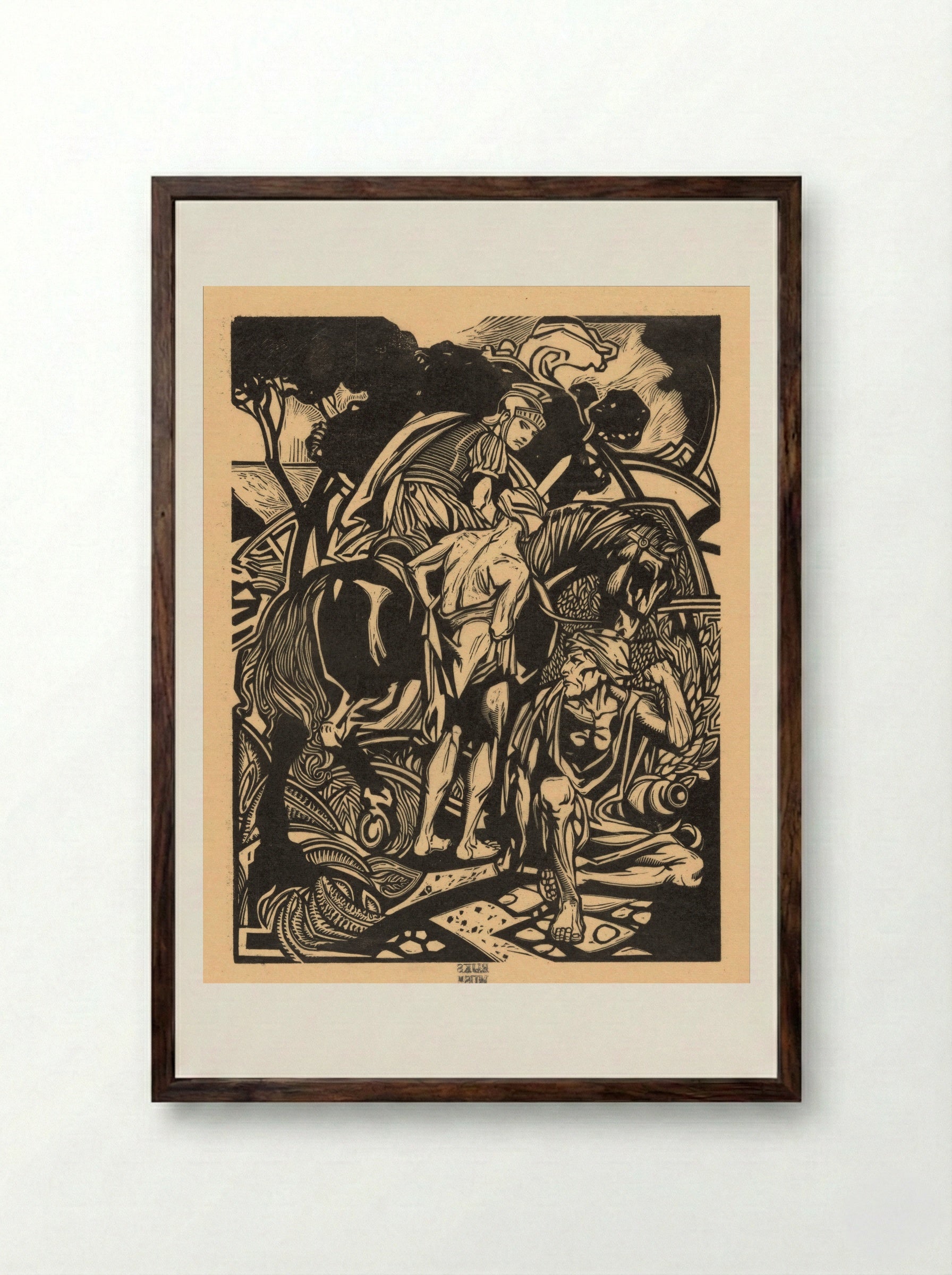 Romeinse ruiter te paard - Johannes Josephus Aarts - Framed Print Dark Wood