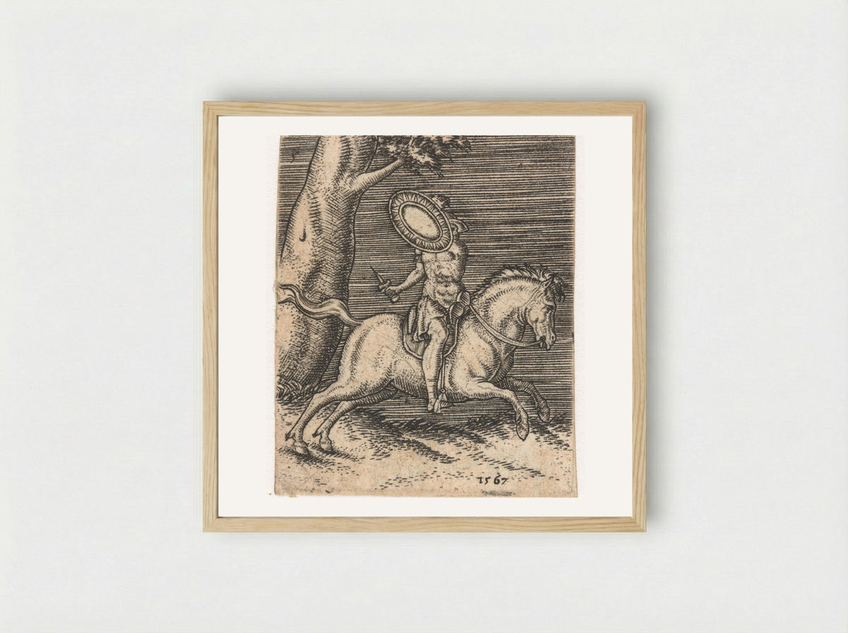 Romeinse ruiter te paard - Abraham de Bruyn - Framed Print Wood