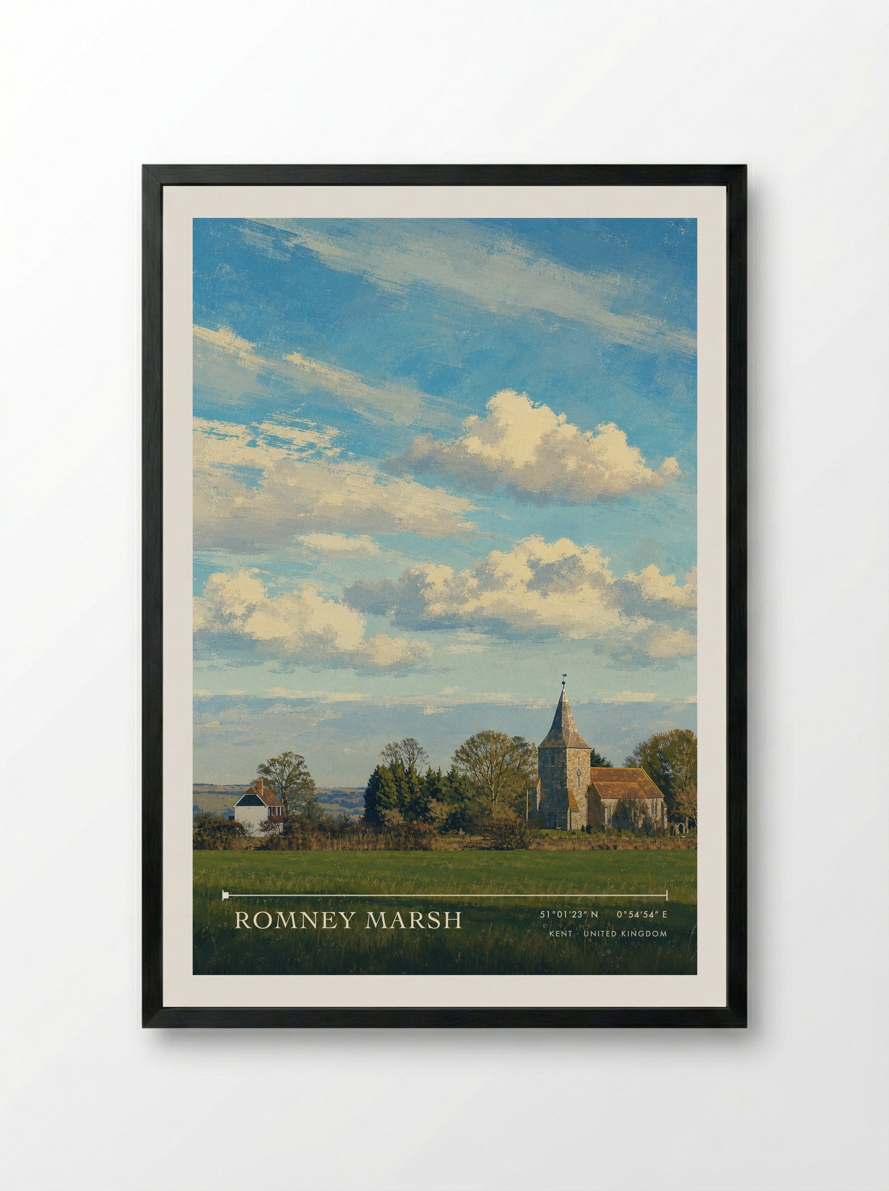 Romney Marsh Kent United Kingdom Travel Poster - Framed Print Black