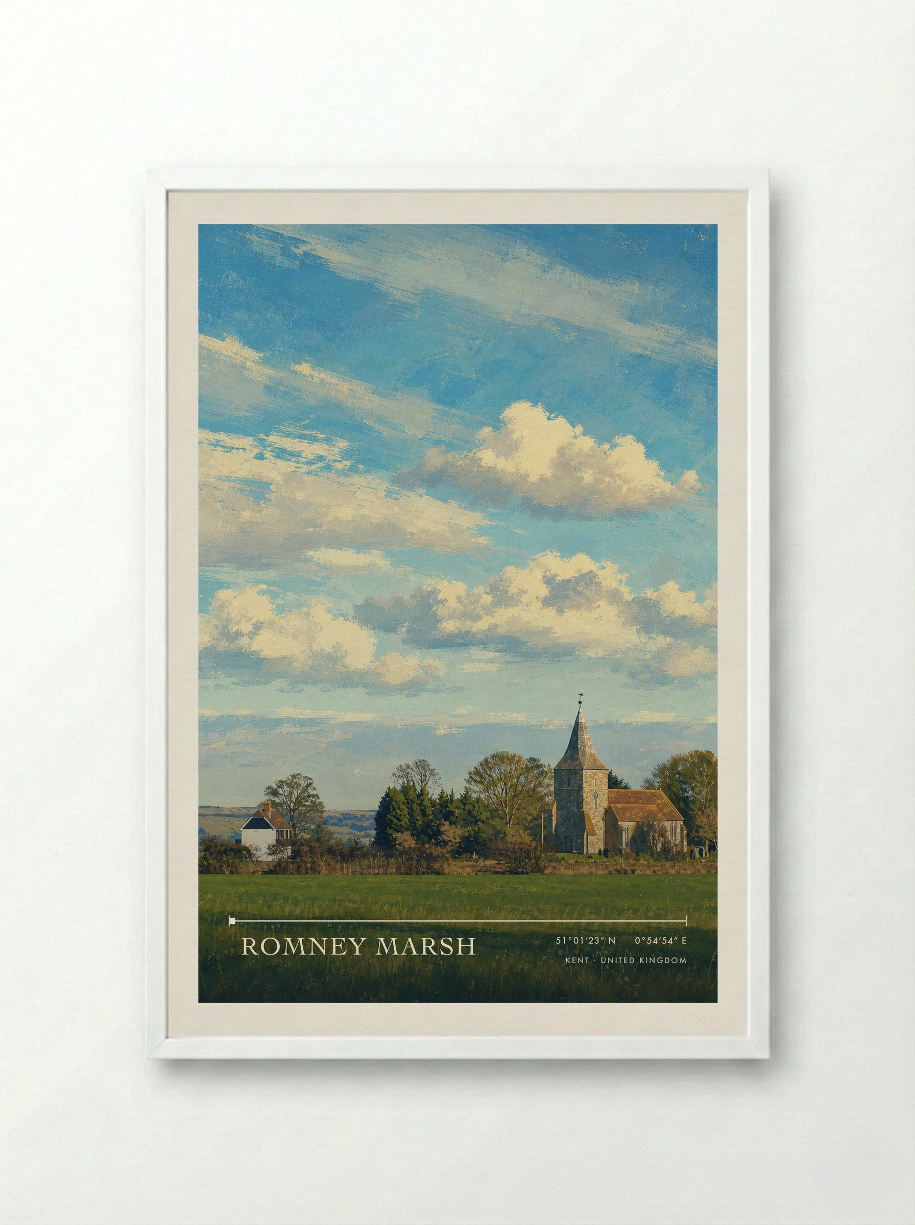 Romney Marsh Kent United Kingdom Travel Poster - Framed Print White