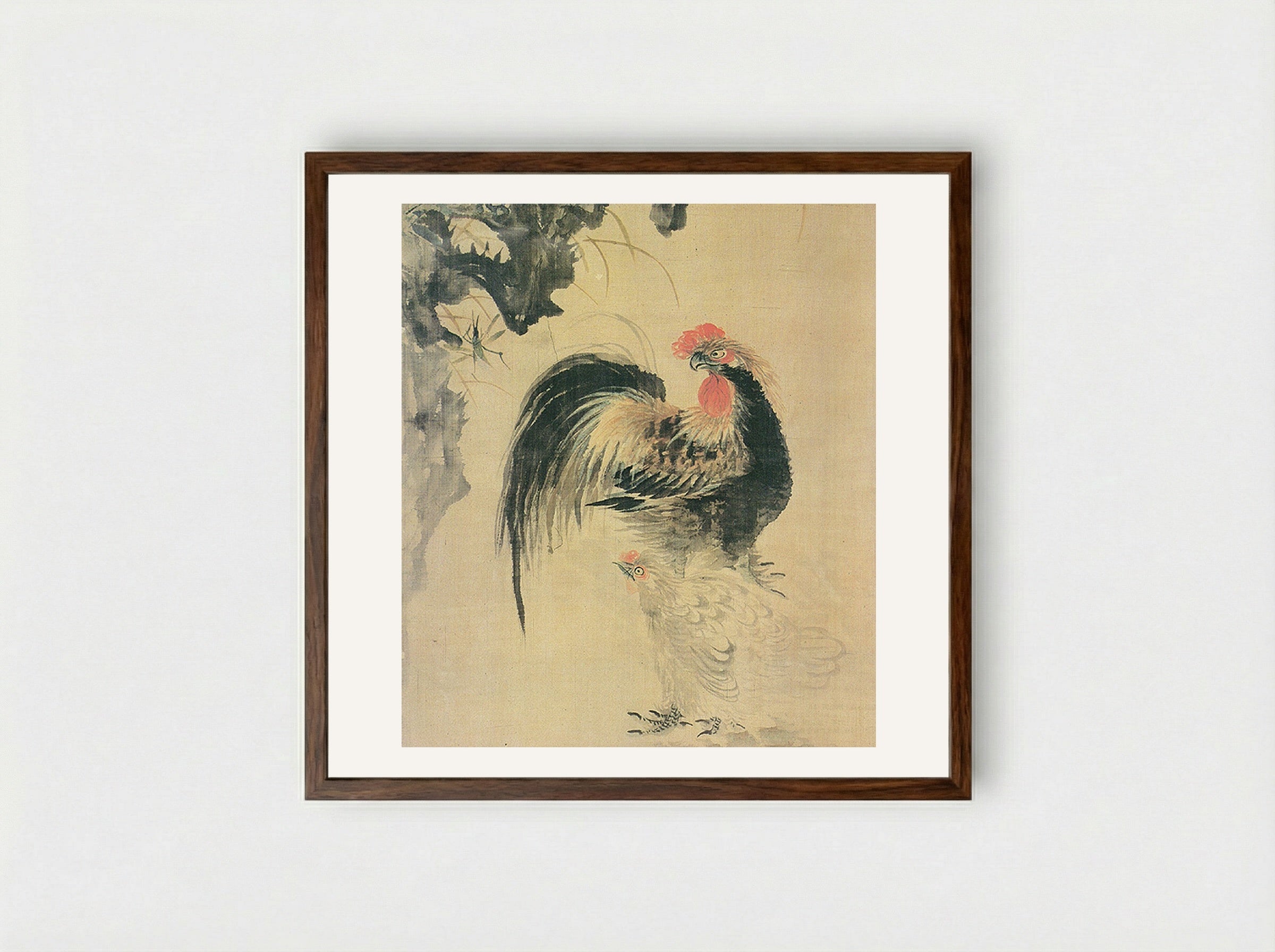 Rooster - Jang Seung-eop - Framed Print Dark Wood