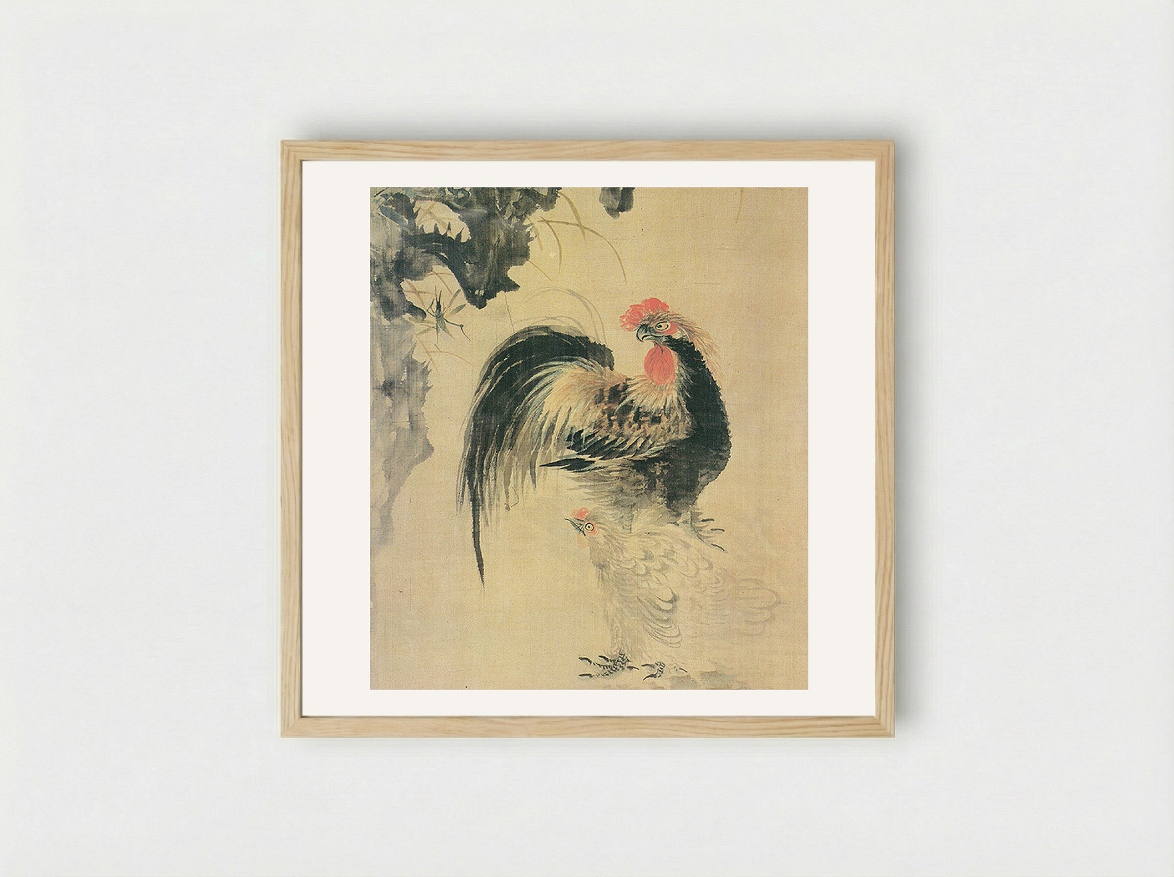 Rooster - Jang Seung-eop - Framed Print Wood