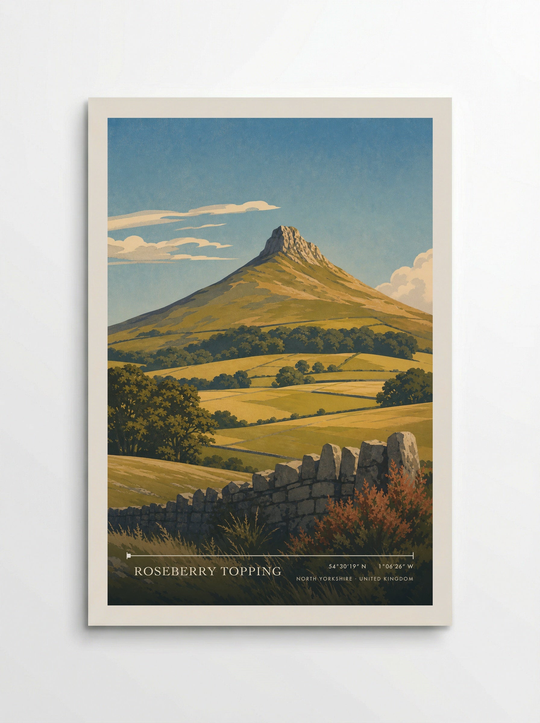 Roseberry Topping North Yorkshire United Kingdom Travel Poster - Poster