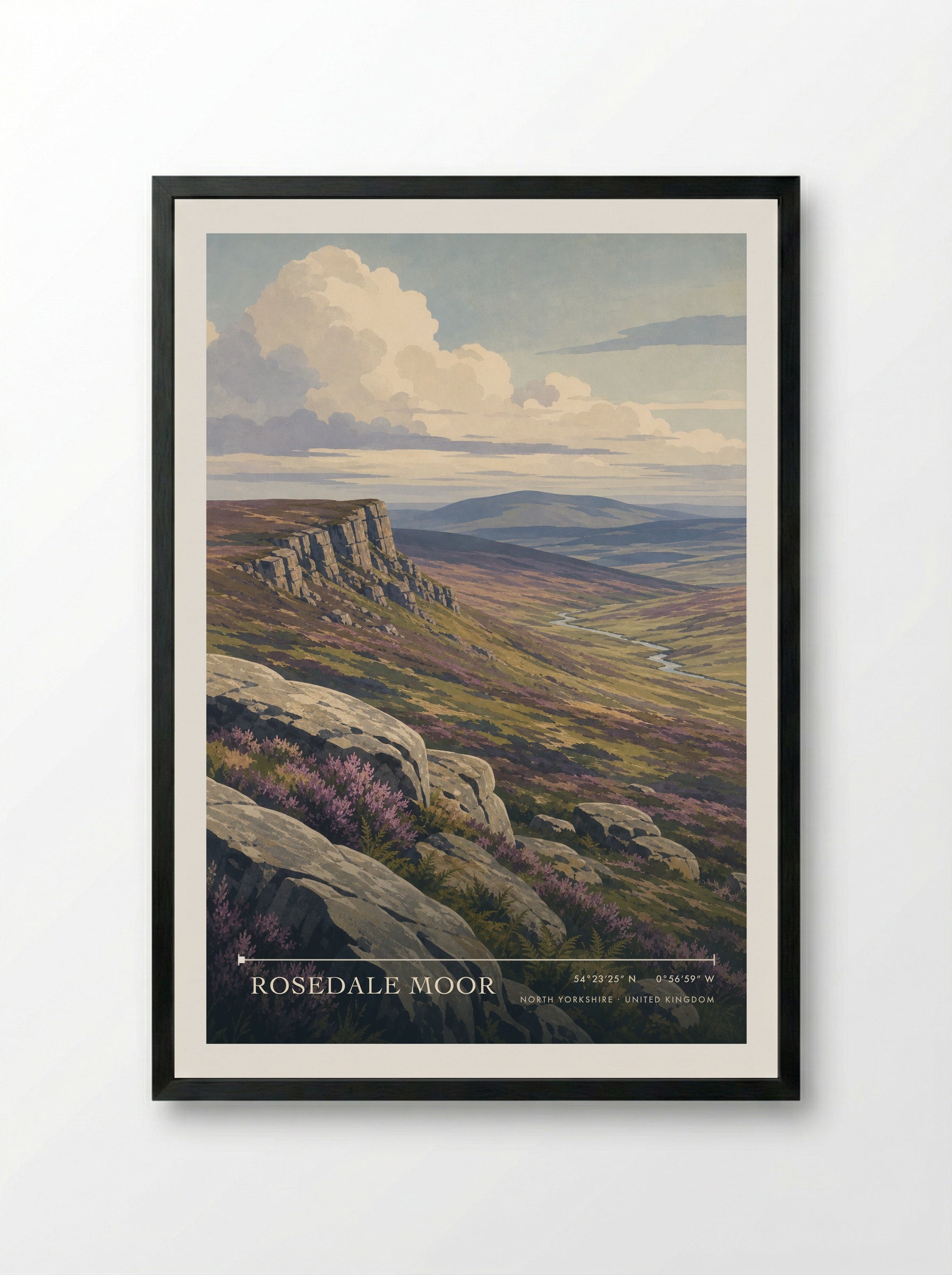 Rosedale Moor North Yorkshire United Kingdom Travel Poster - Framed Print Black
