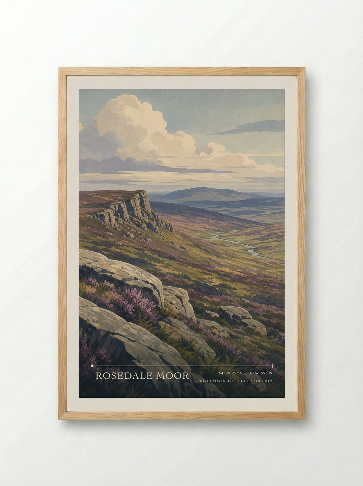 Rosedale Moor North Yorkshire United Kingdom Travel Poster - Framed Print Wood