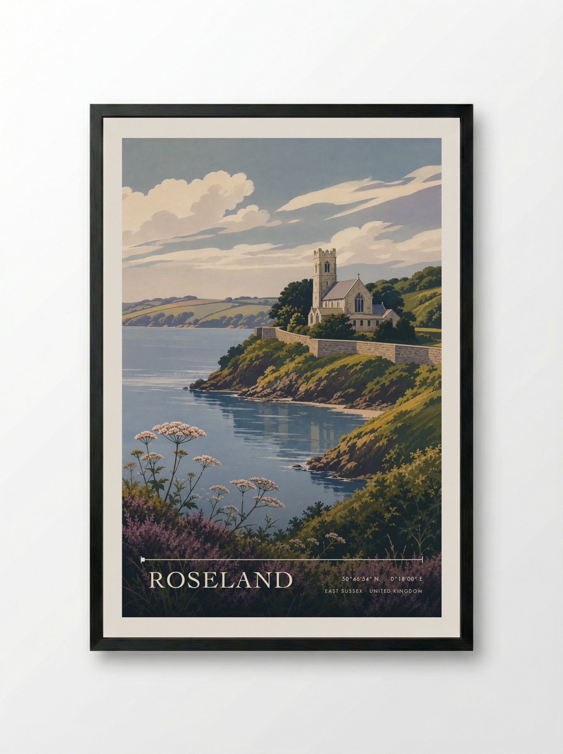 Roseland East Sussex United Kingdom Travel Poster - Framed Print Black
