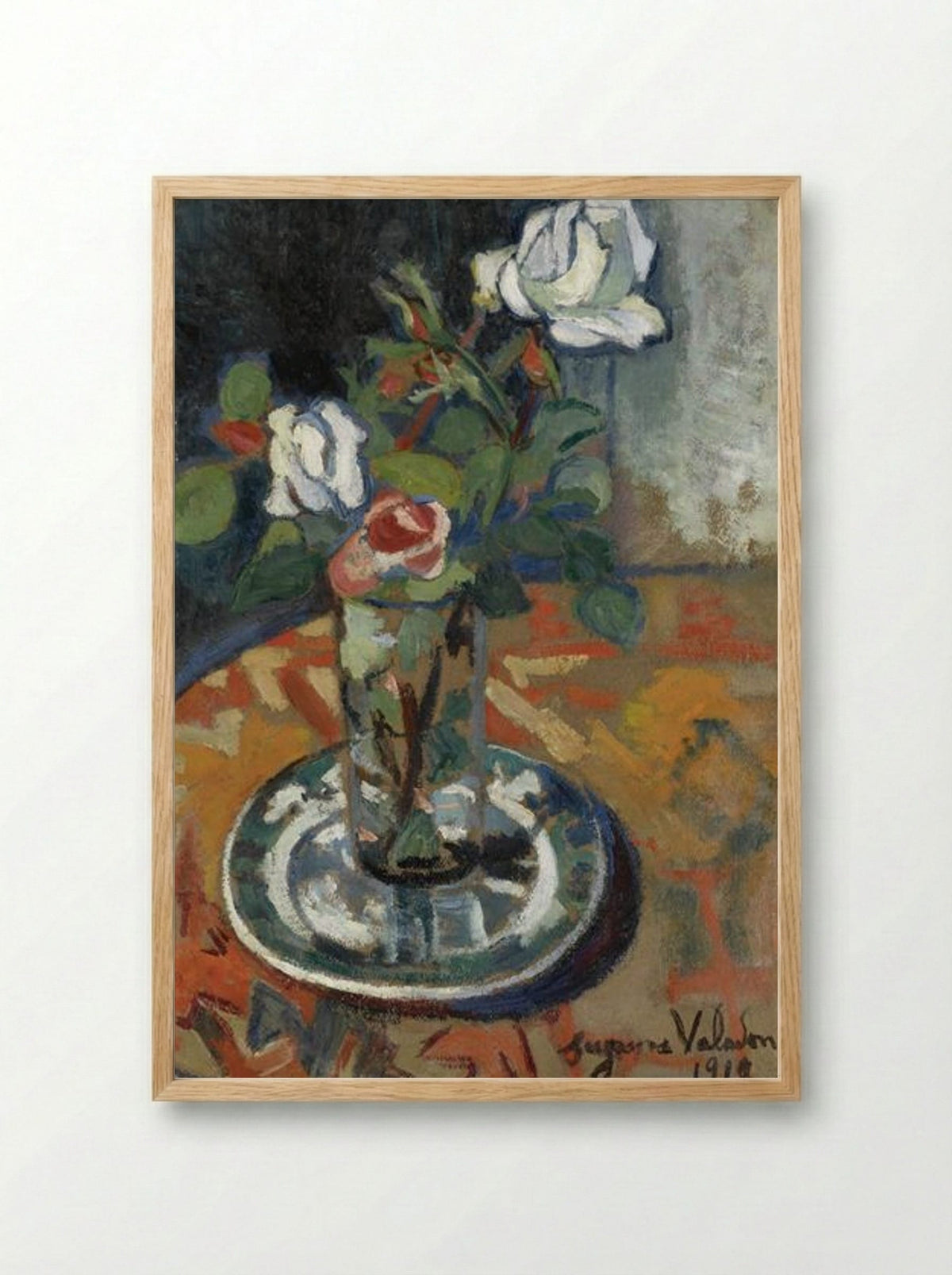 Roses in a Vase - Suzanne Valadon - Framed Print Wood