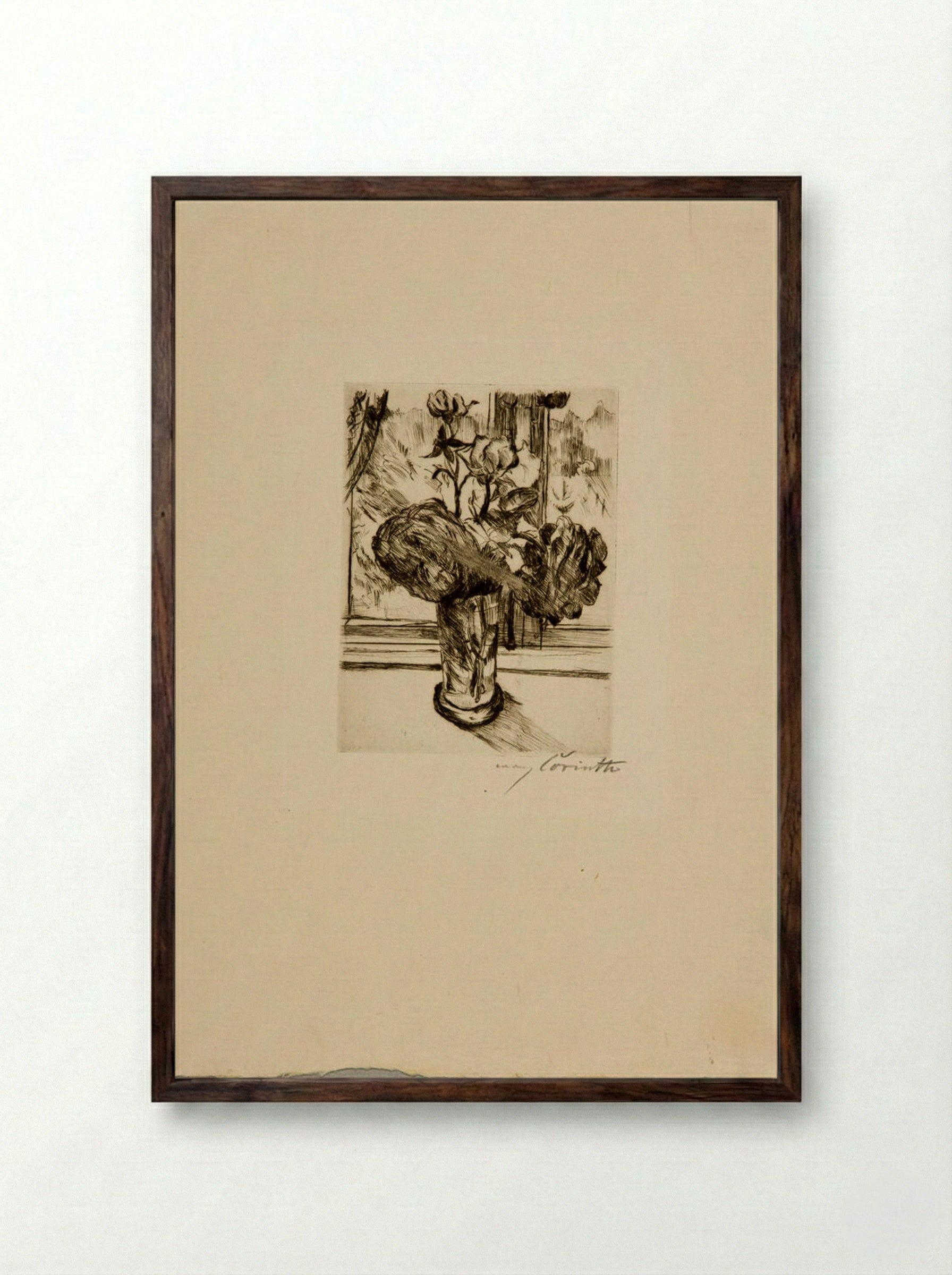 Roses in a Waterglass - Lovis Corinth - Framed Print Dark Wood