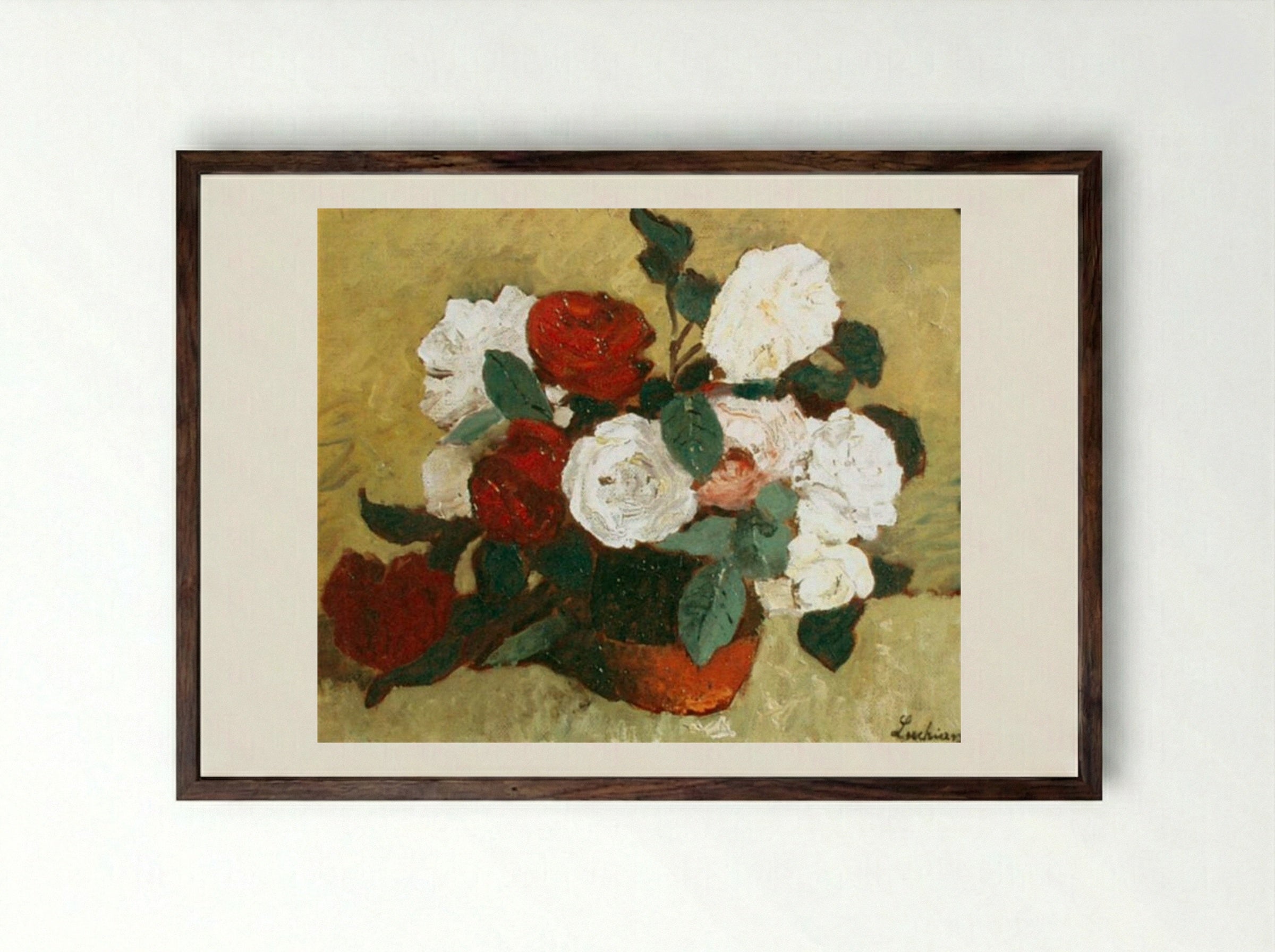 Roses - Stefan Luchian - Framed Print Dark Wood