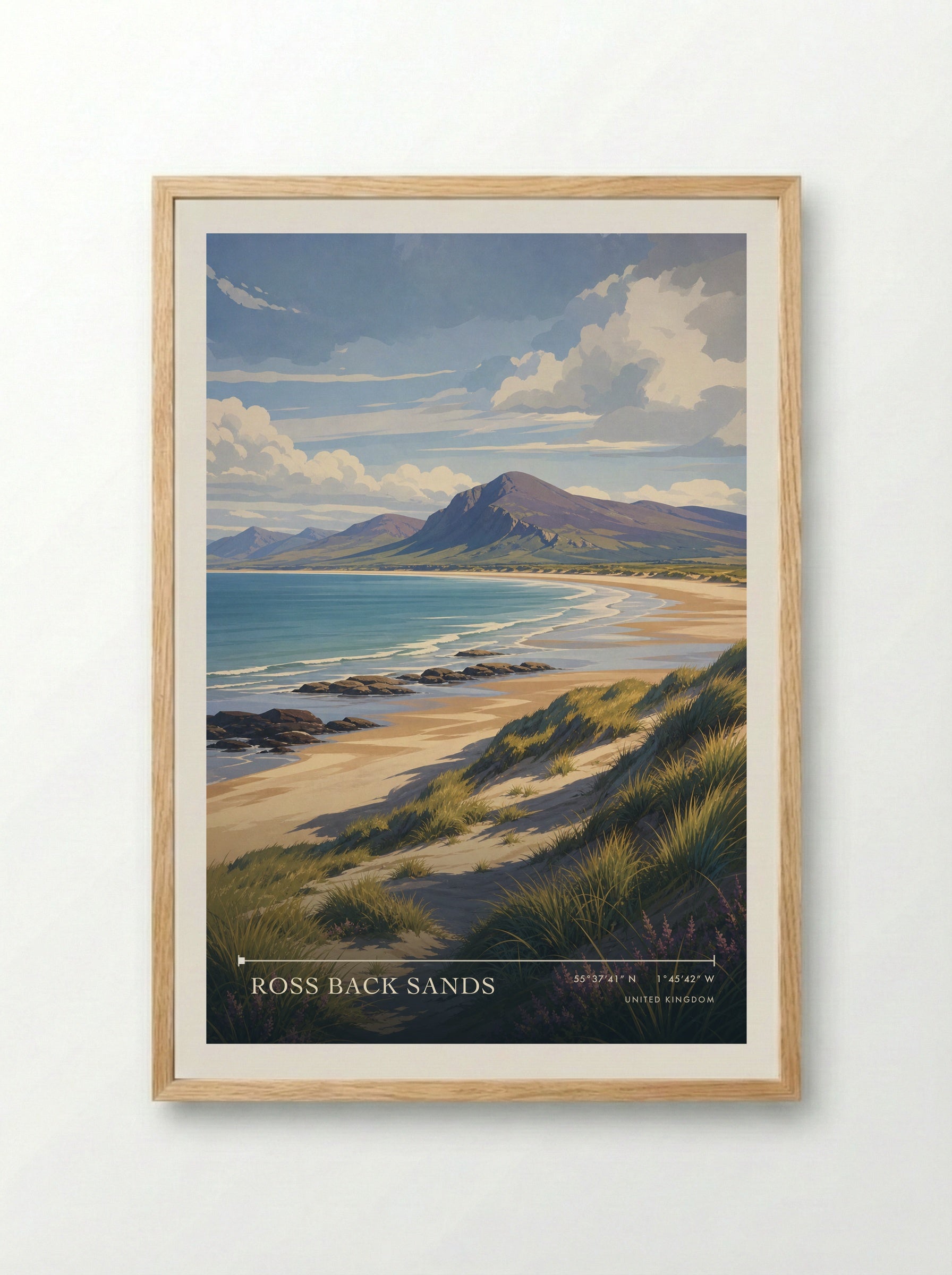 Ross Back Sands United Kingdom Travel Poster - Framed Print Wood