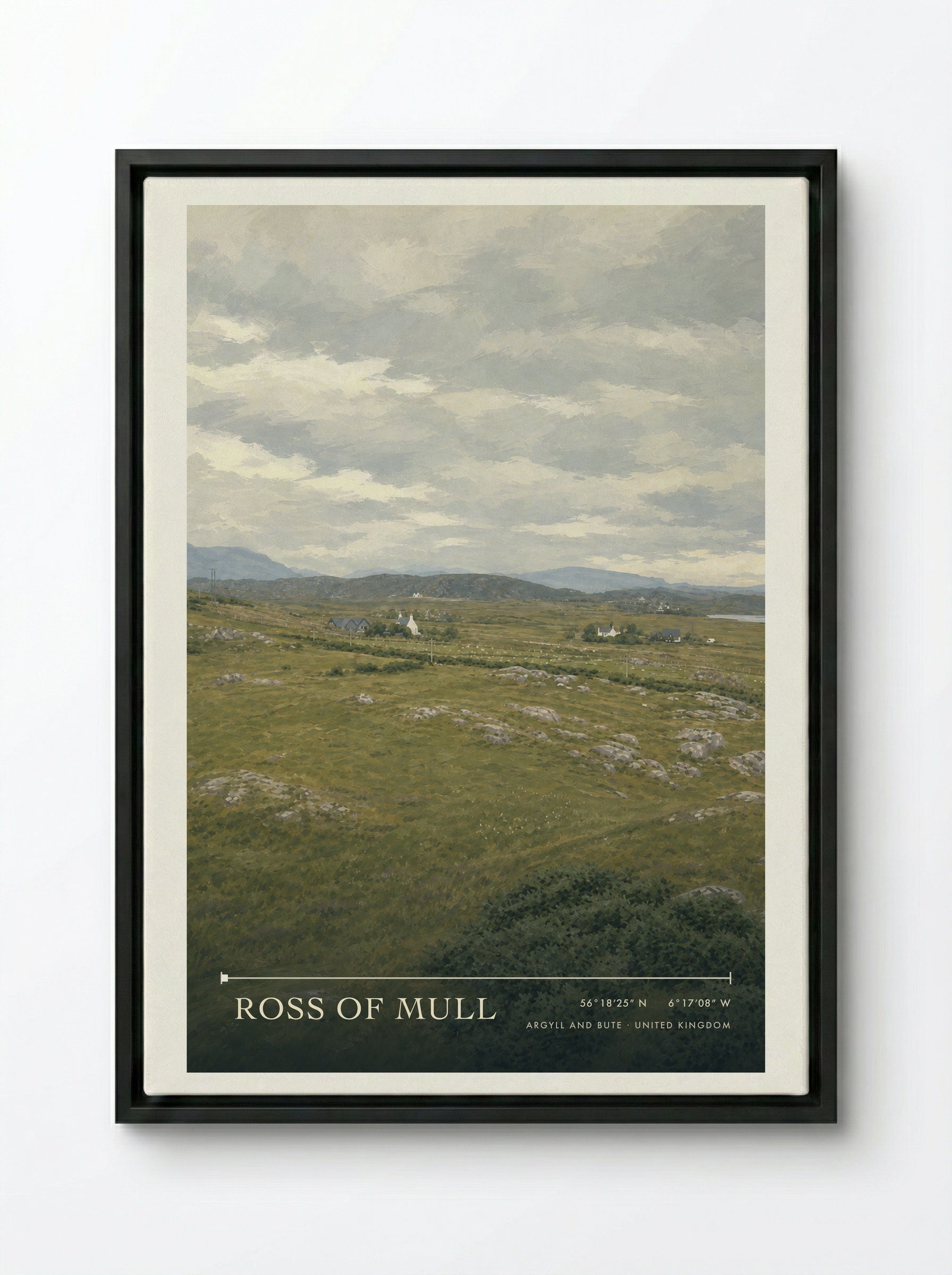 Ross of Mull Argyll and Bute United Kingdom Travel Poster - Framed Canvas Black