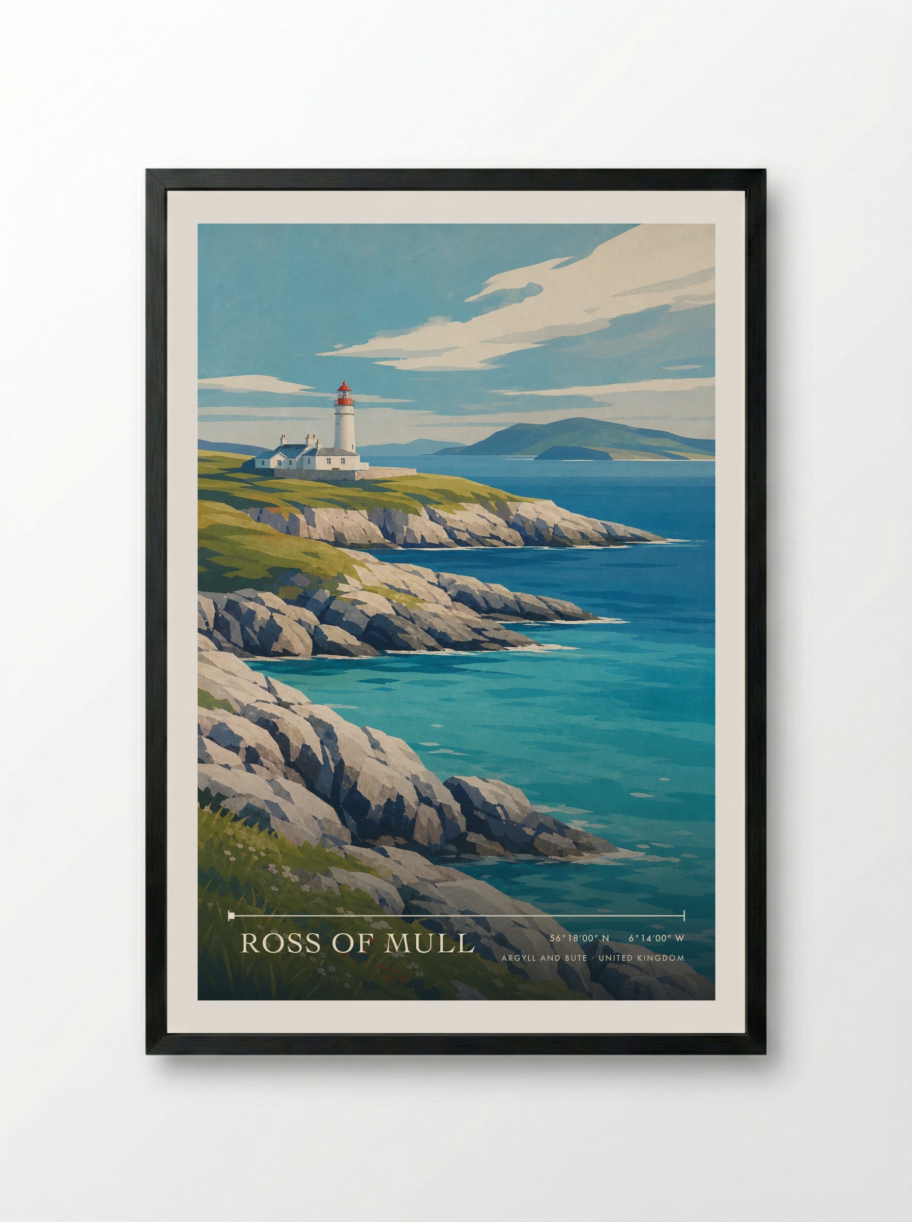 Ross of Mull Argyll and Bute United Kingdom Travel Poster - Framed Print Black