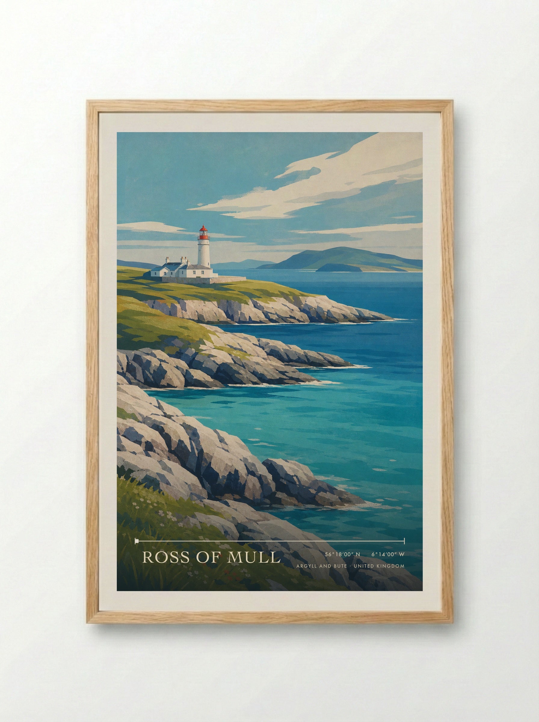 Ross of Mull Argyll and Bute United Kingdom Travel Poster - Framed Print Wood