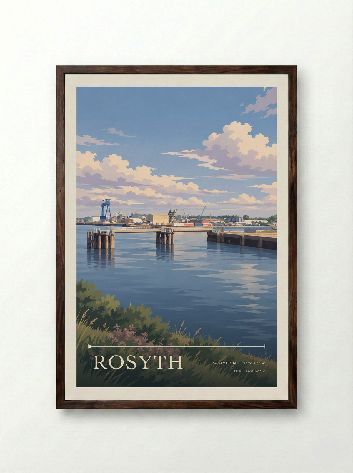 Rosyth, Fife | Travel Poster - Framed Print Dark Wood